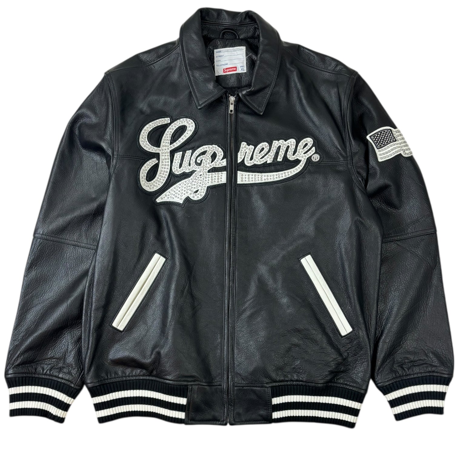 Supreme SS16 Uptown Studded Leather Jacket Black