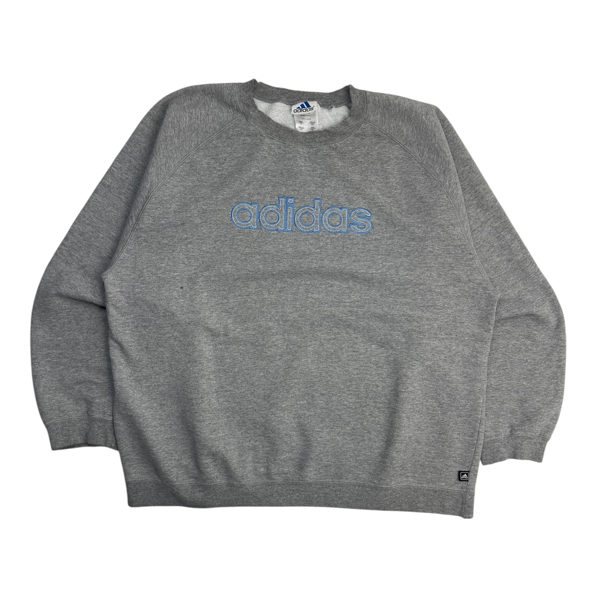 Vintage Adidas Center Spellout Crewneck Sweatshirt Grey