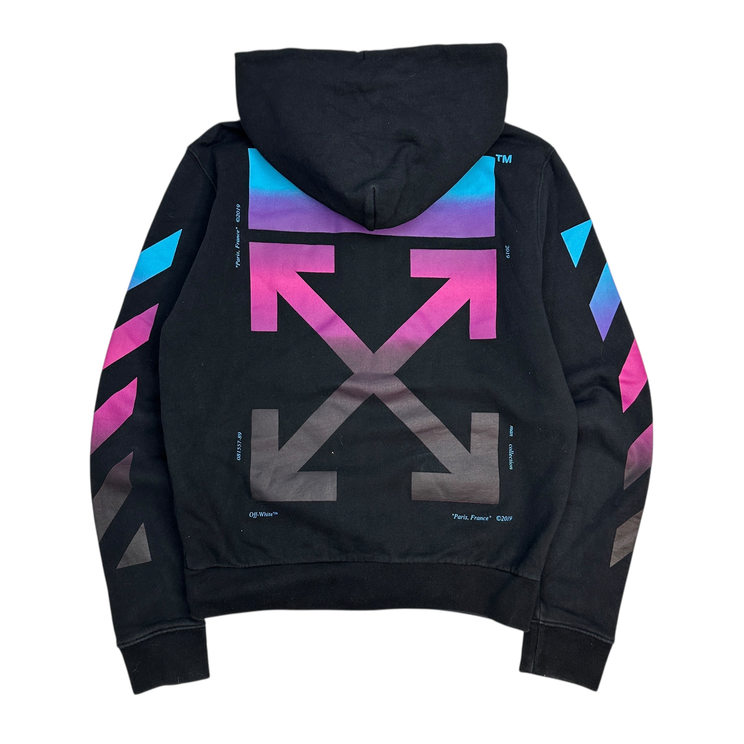 Off-White Diagonal Gradient Zip-Up Hoodie Black