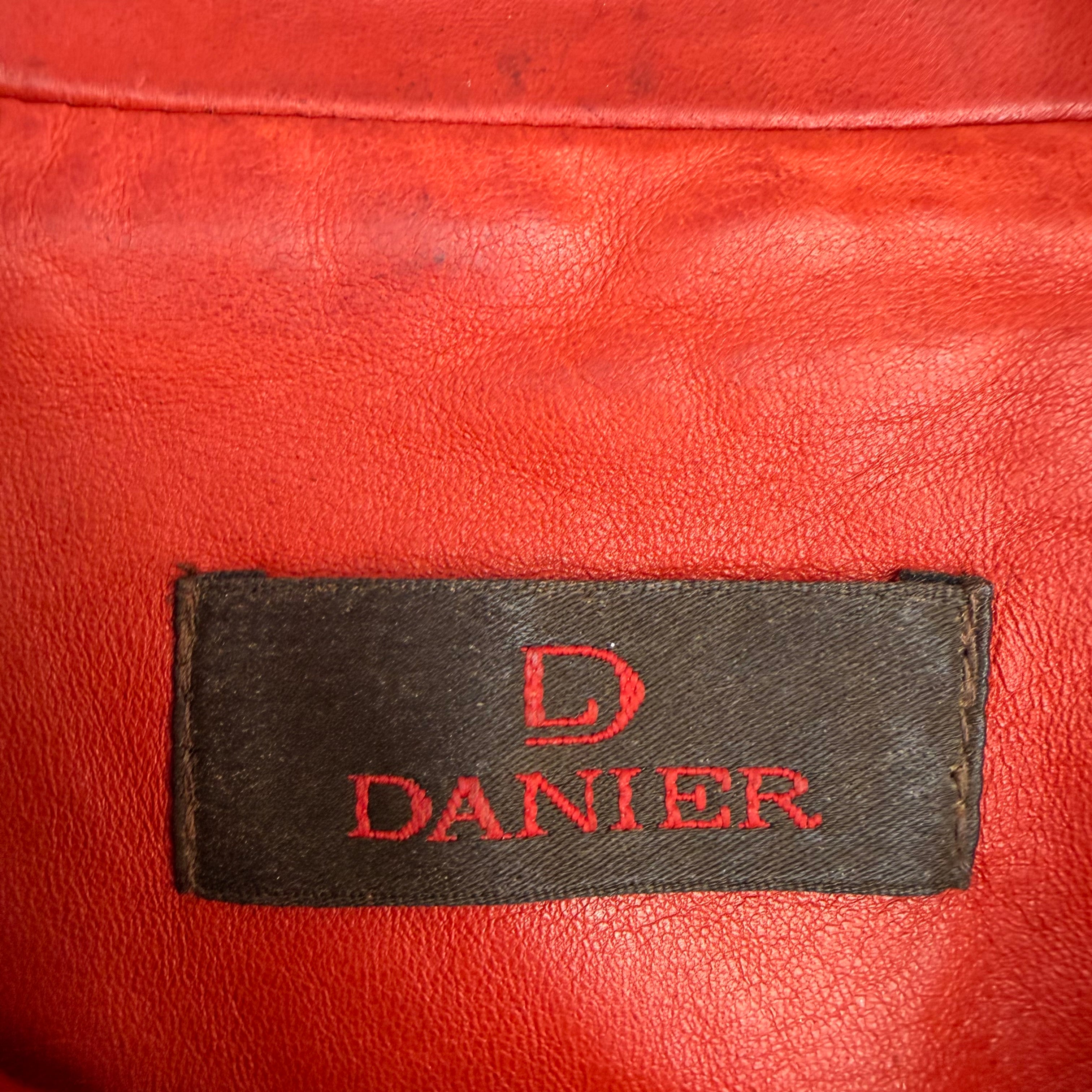 (W) Vintage Danier Leather Racing Jacket Red