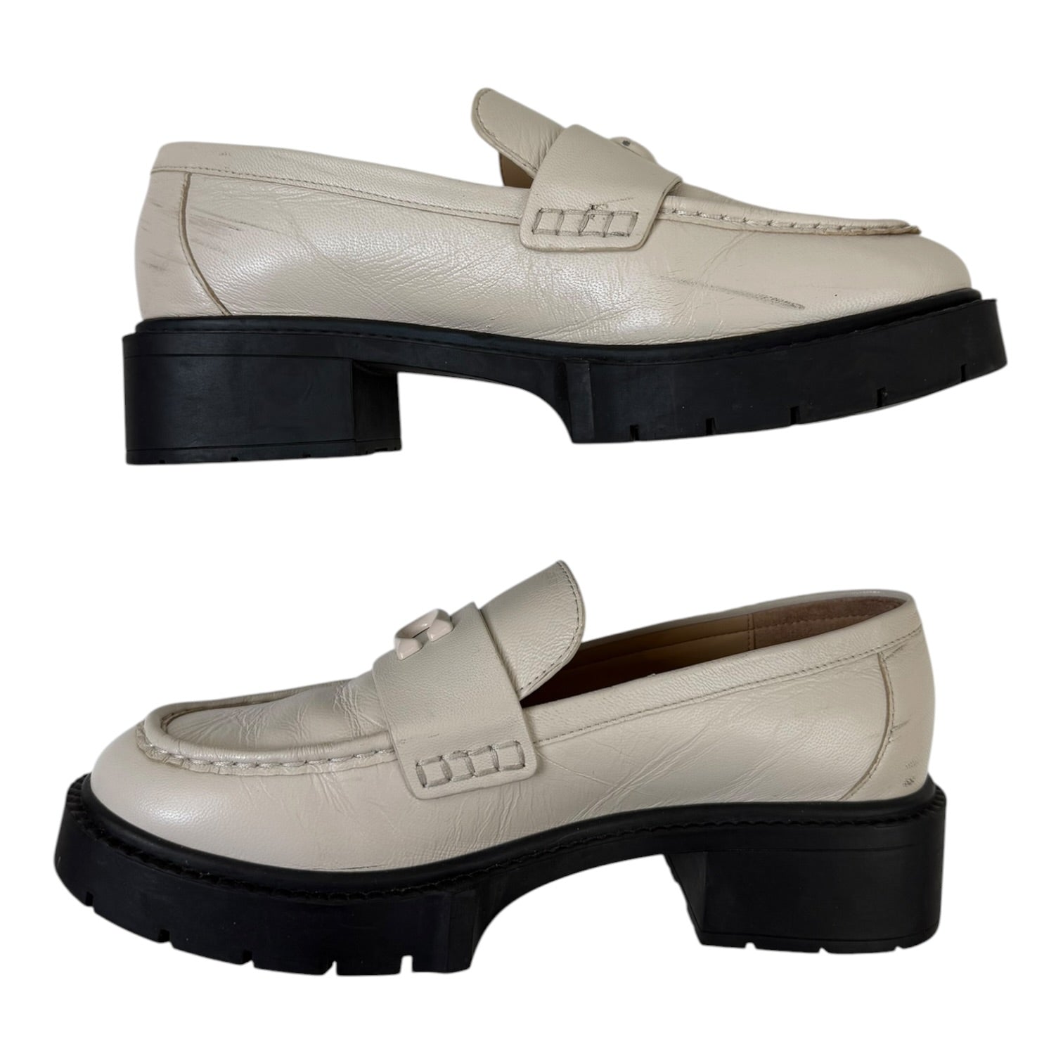 (W) Coach Leah Loafers Cream (Used)
