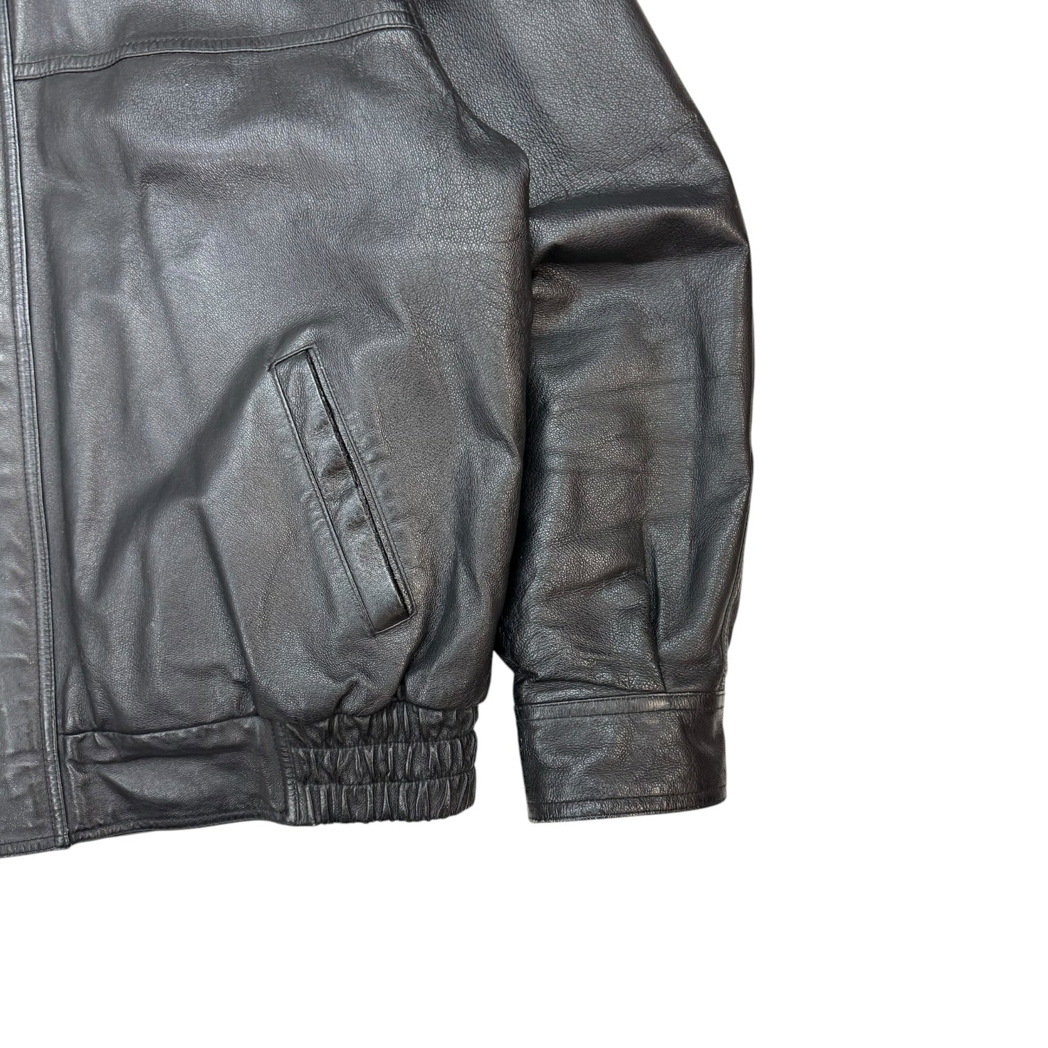 Vintage Leather Bomber Jacket Black