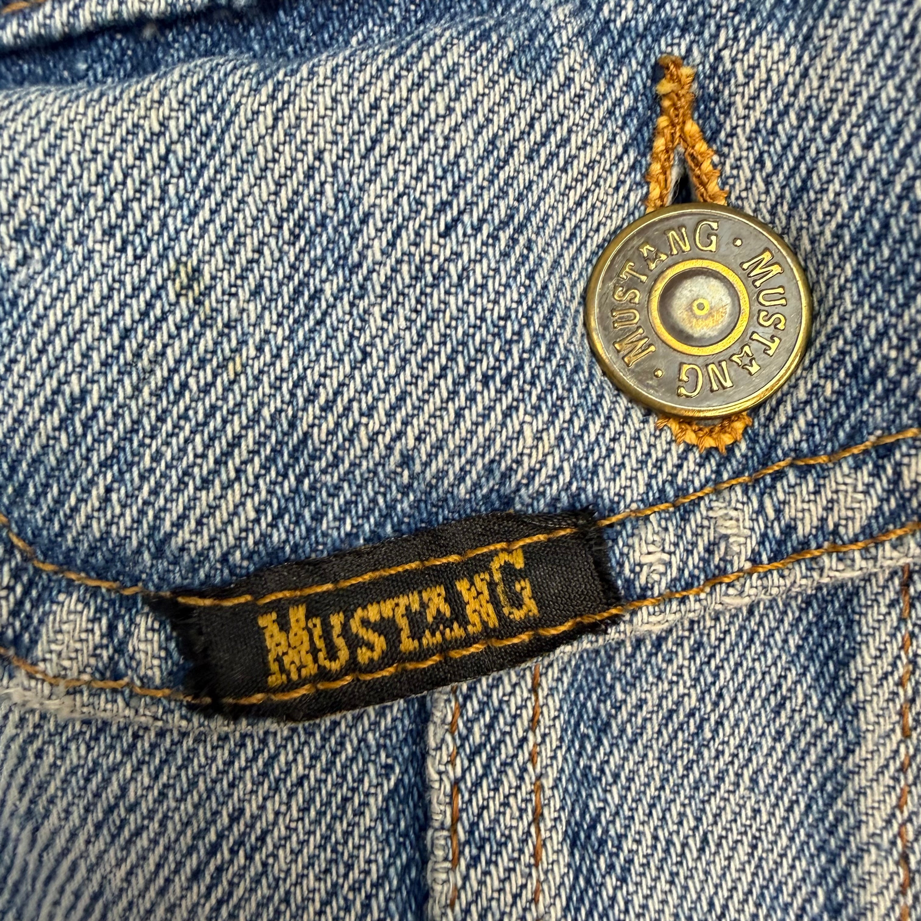 Vintage Mustang Stormrider Embroidered Denim Jacket Blue