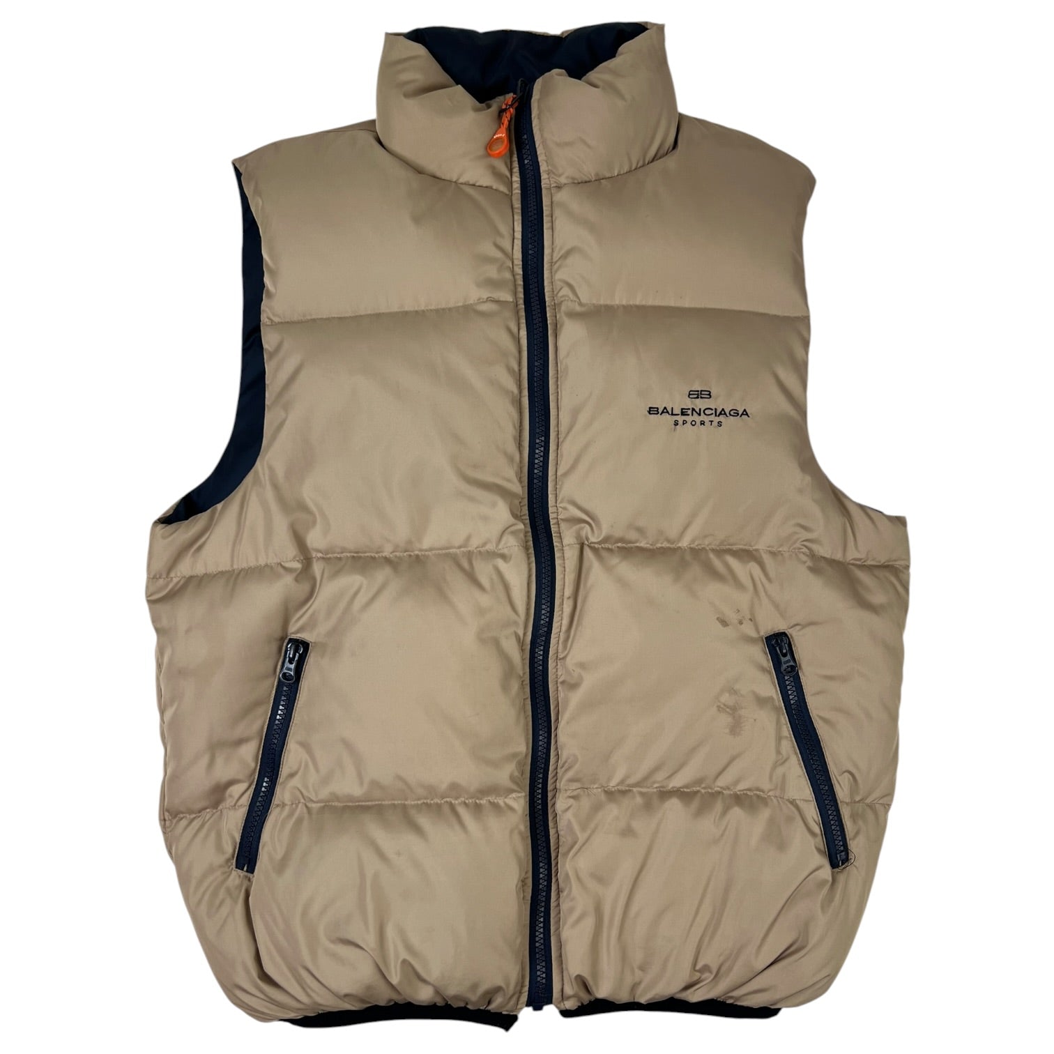 Vintage Balenciaga Reversible Puffer Jacket Navy/Tan