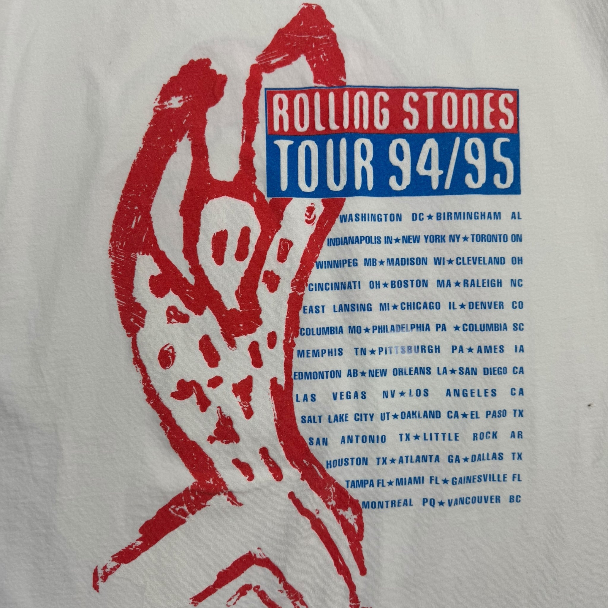 1994 Rolling Stones Canada Flag Tongue Tour Tee White