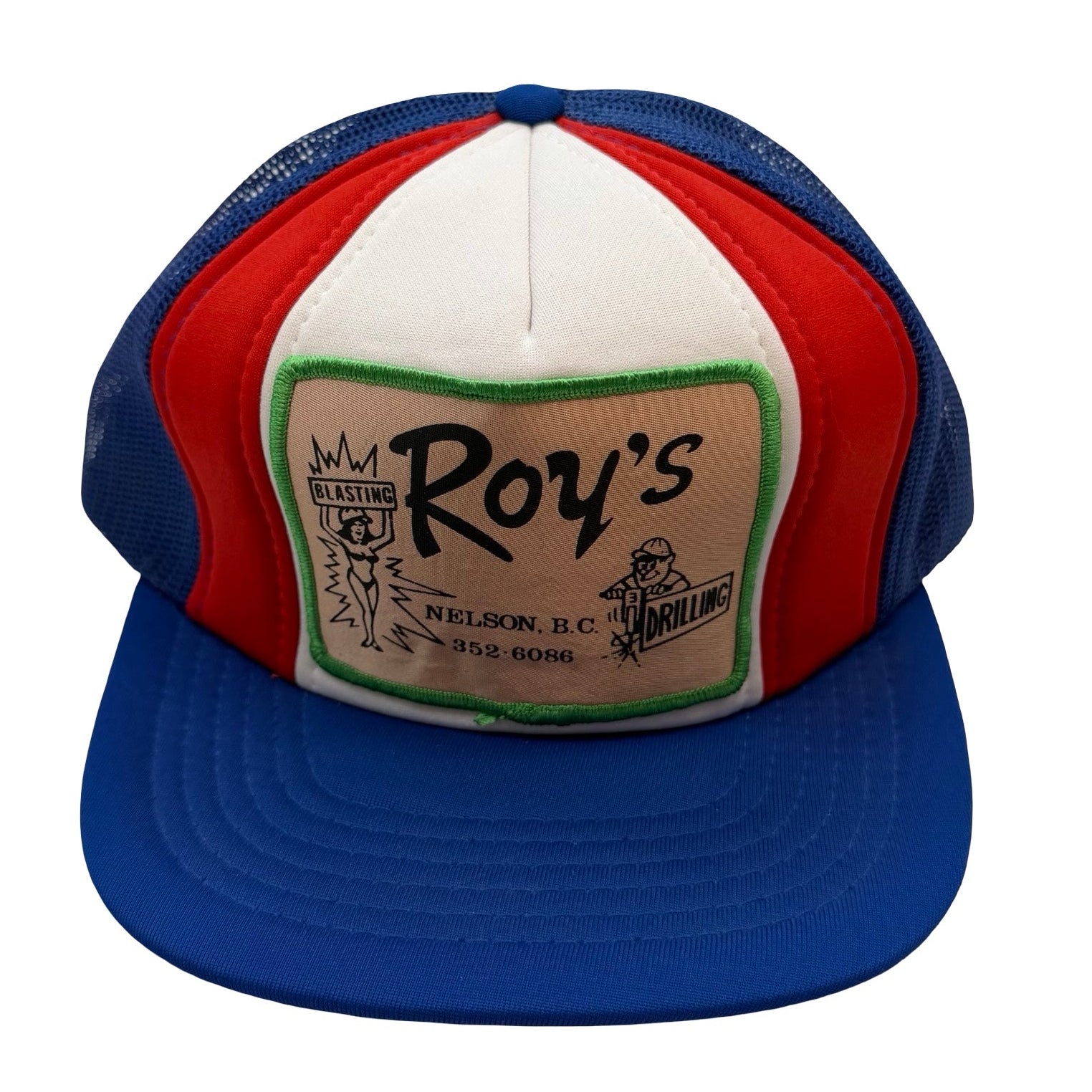 Vintage Roy’s Blasting & Drilling Mesh Snapback Hat Red/Blue