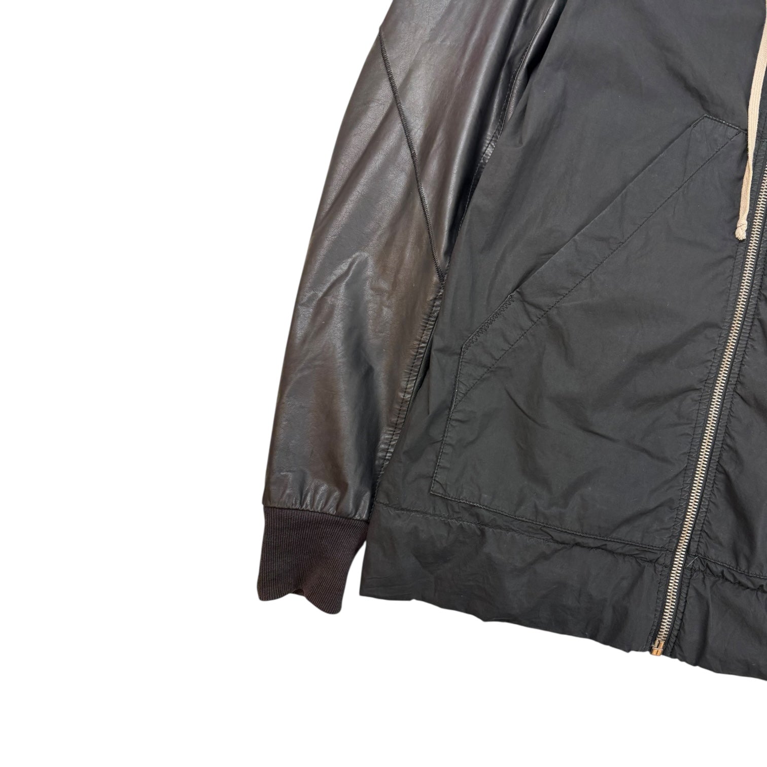 Rick Owens Drkshdw Olmar and Mirta Leather Sleeves Jacket Black