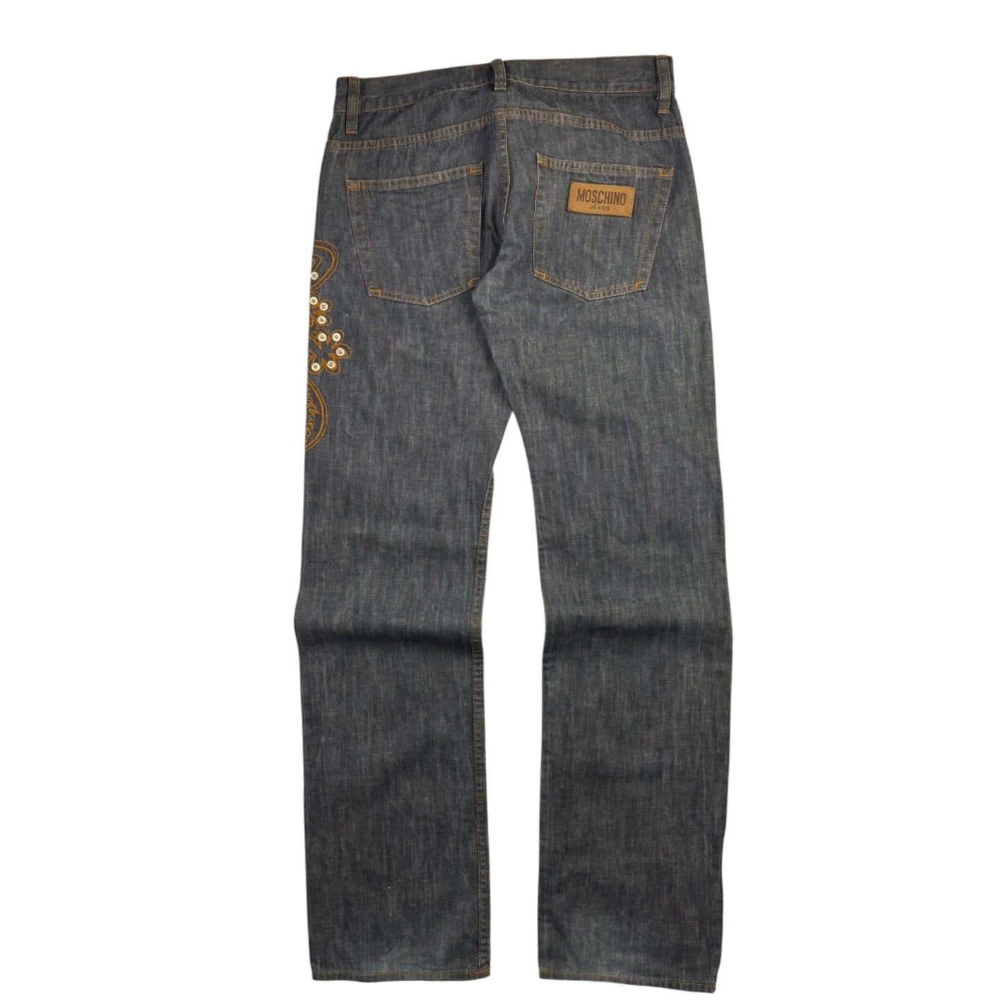 (W) Moschino Embroidered Dark Wash Jeans