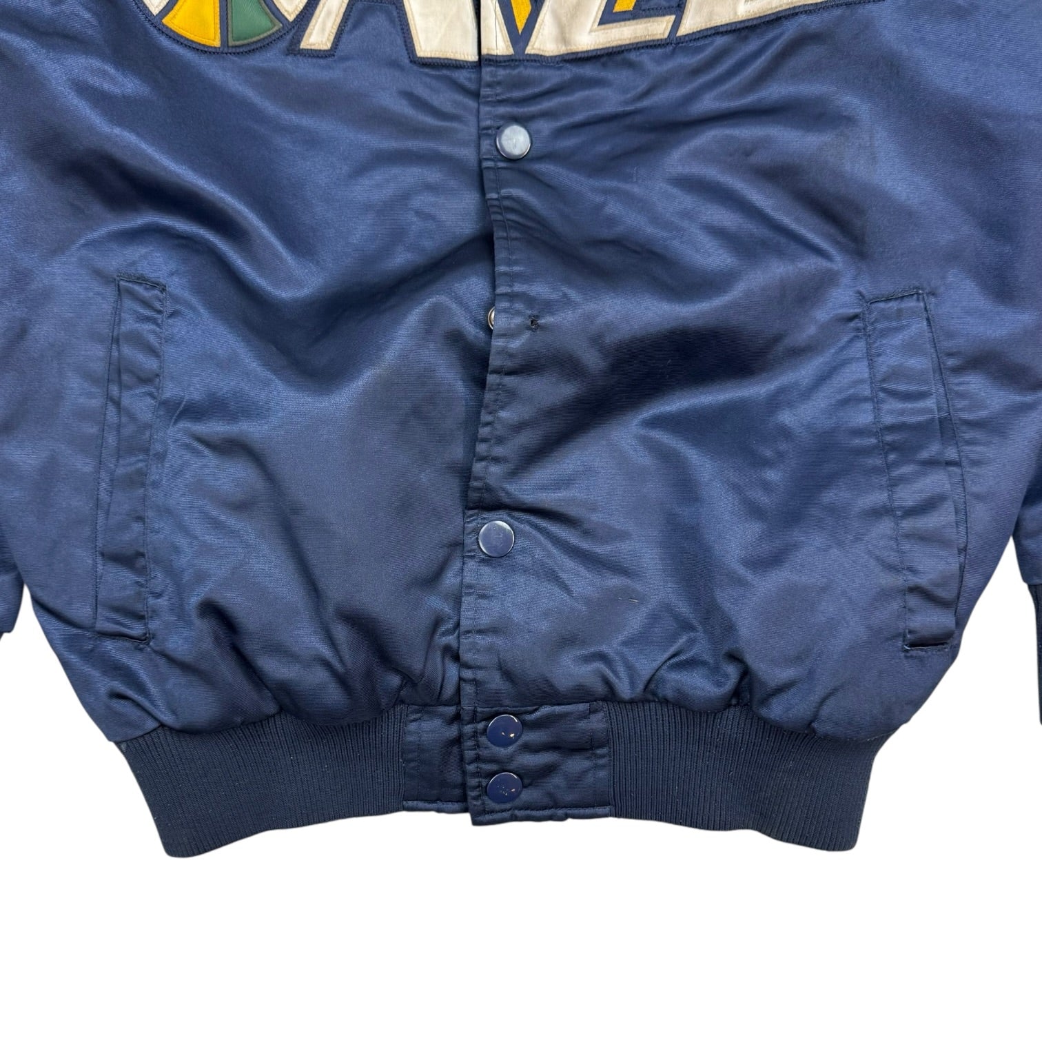 Vintage Starter Utah Jazz Satin Bomber Jacket Dark Blue
