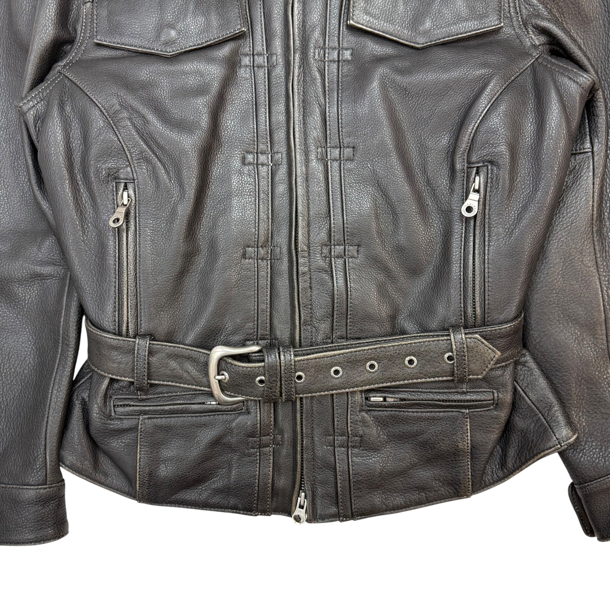 (W) Vintage Harley Davidson Leather Moto Jacket Black