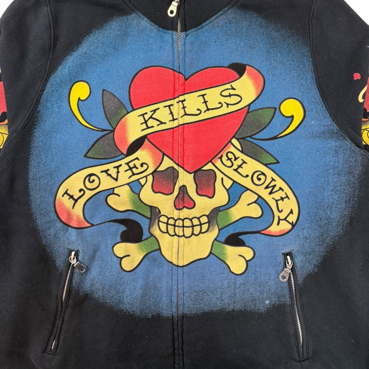 Vintage Y2K Ed Hardy Skull Track Jacket Black