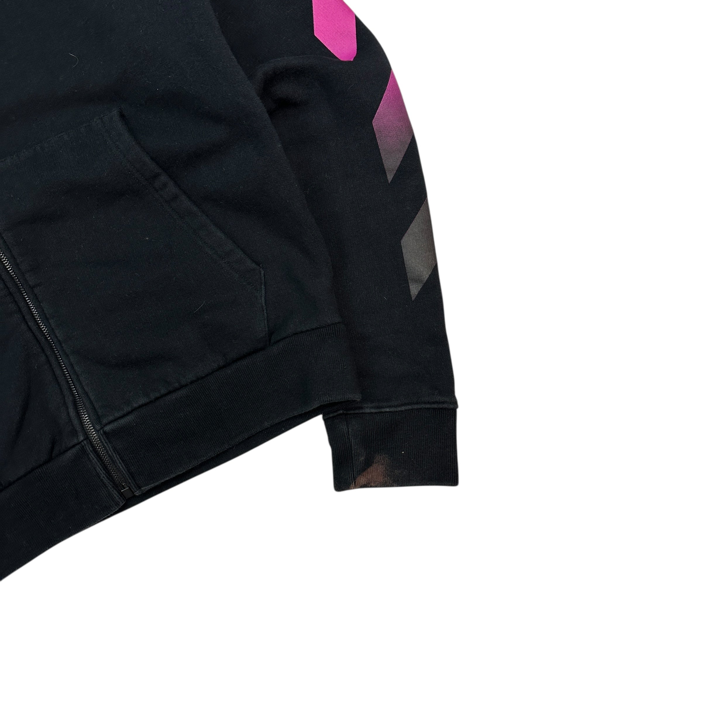 Off-White Diagonal Gradient Zip-Up Hoodie Black