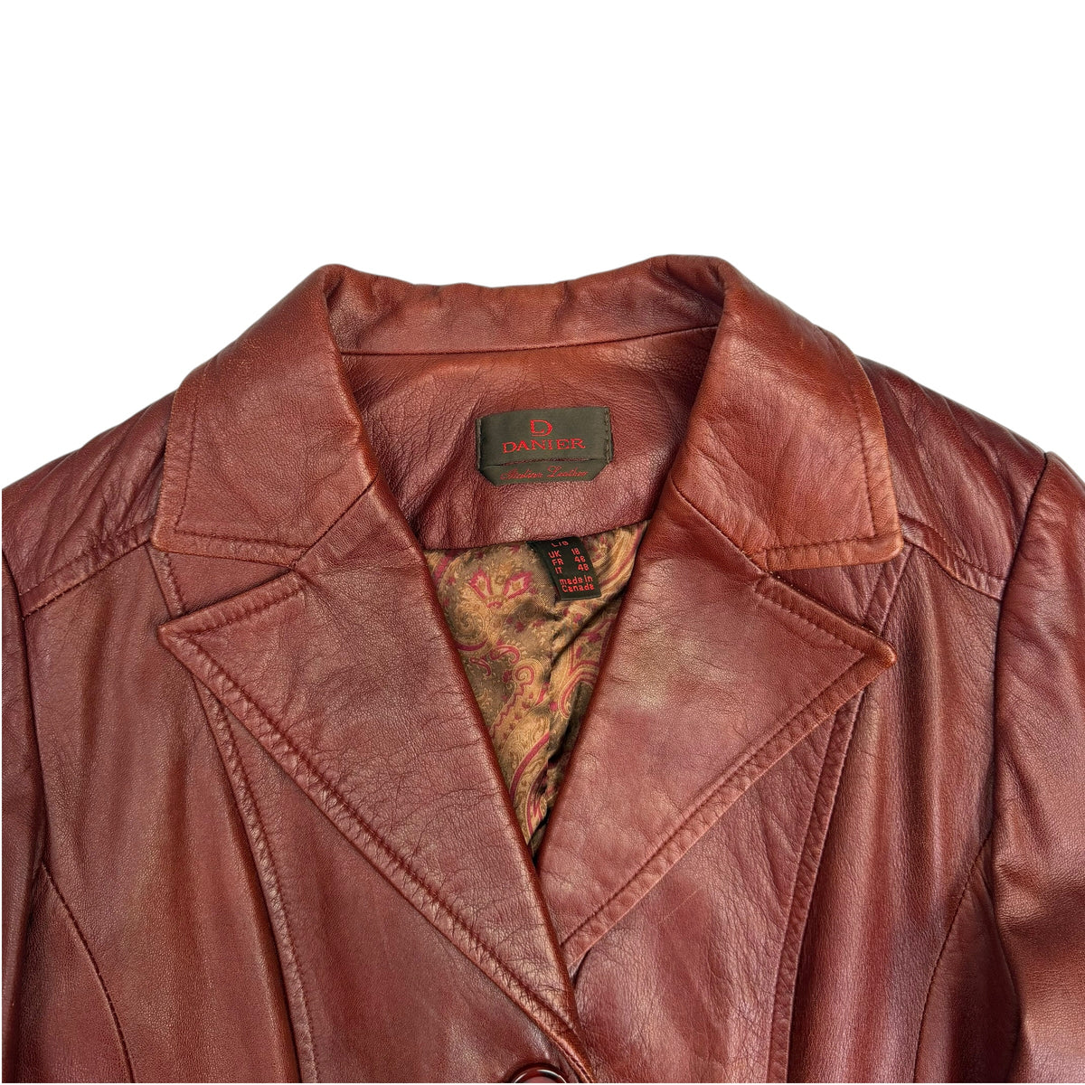(W) Vintage Danier Leather Blazer Blood Red