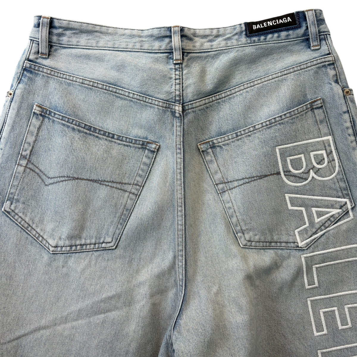 Balenciaga Baggy Outline Logo Denim Blue