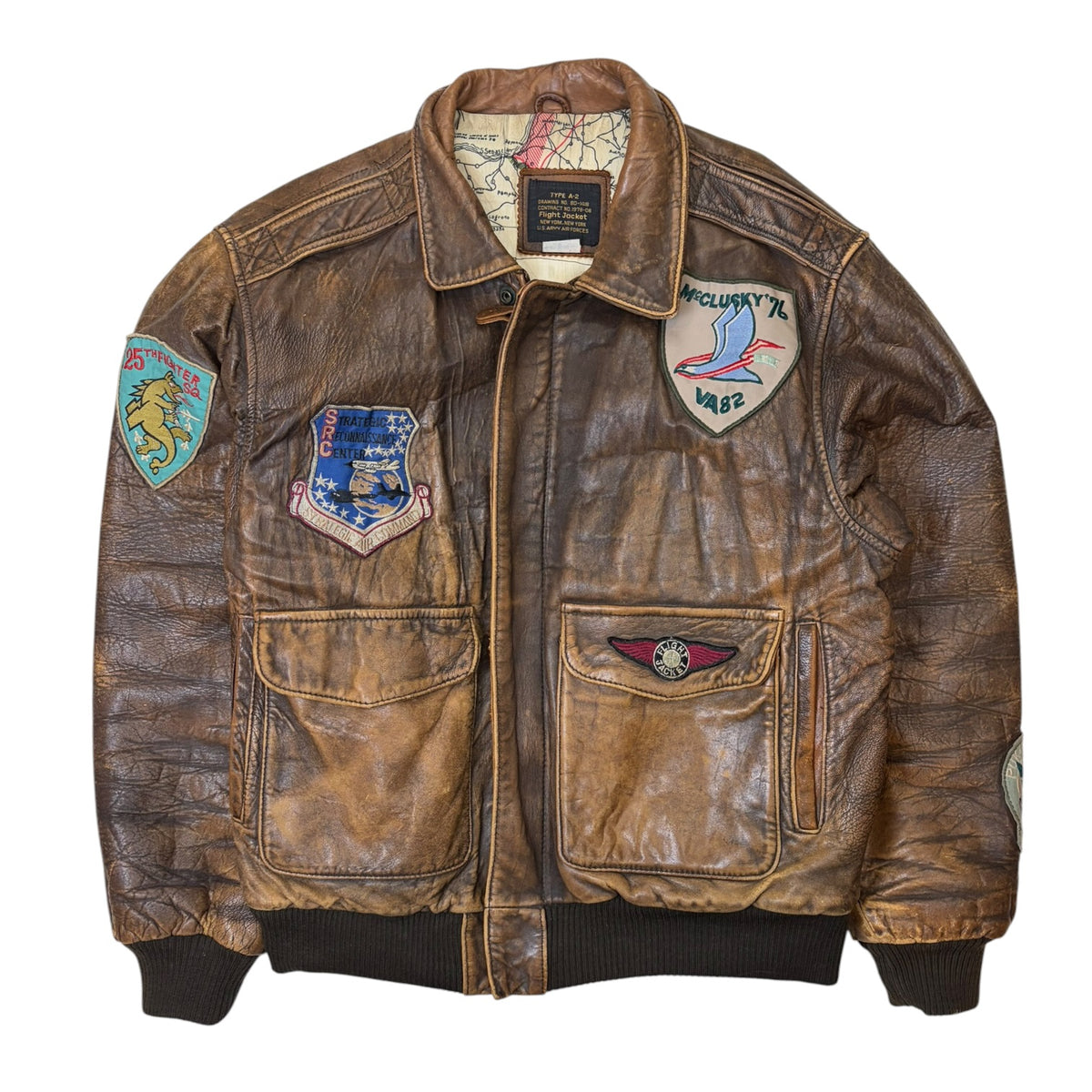 Vintage Avirex Type A-2 Leather Flight Jacket Brown