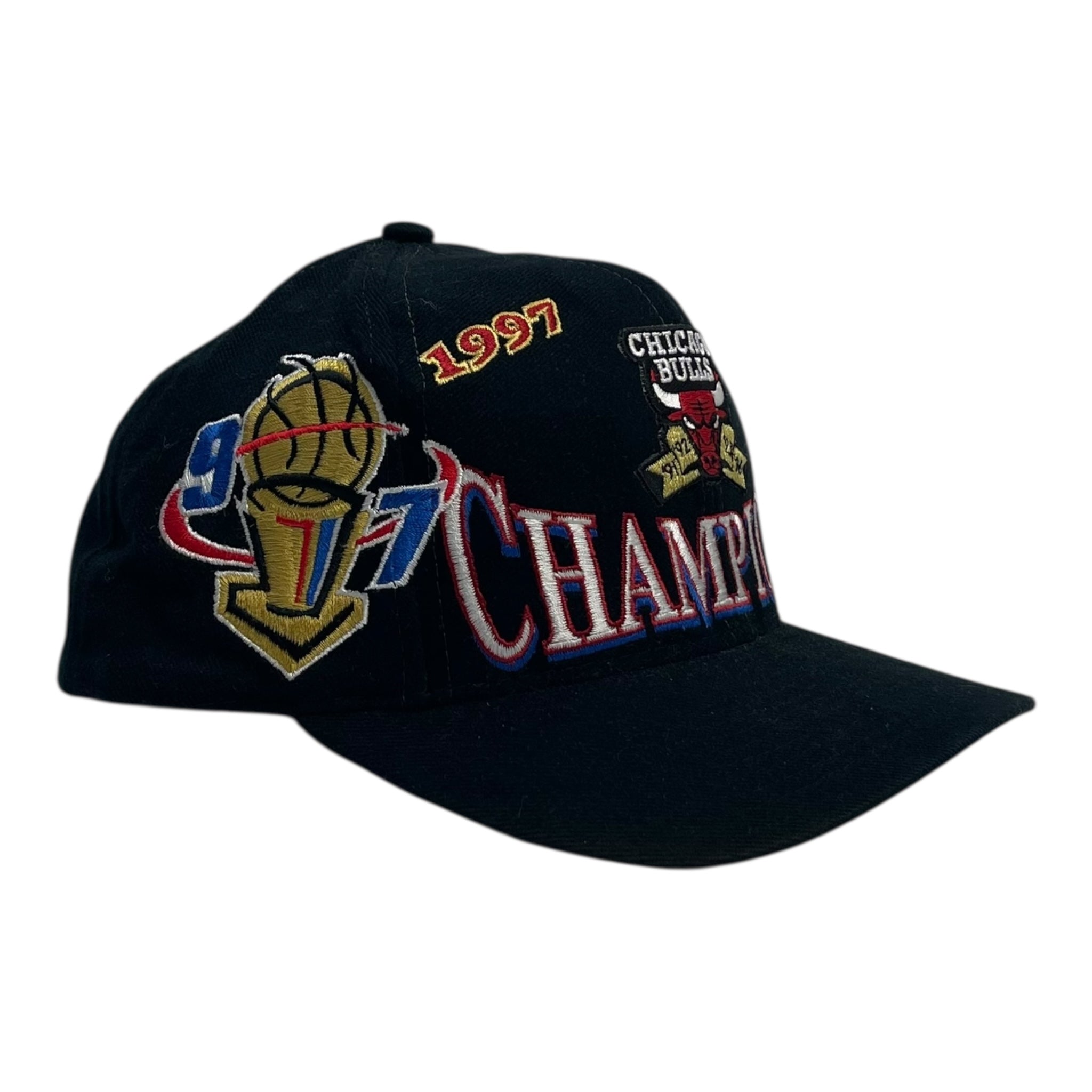 1997 Chicago Bulls Champions Logo Athletic Hat Black
