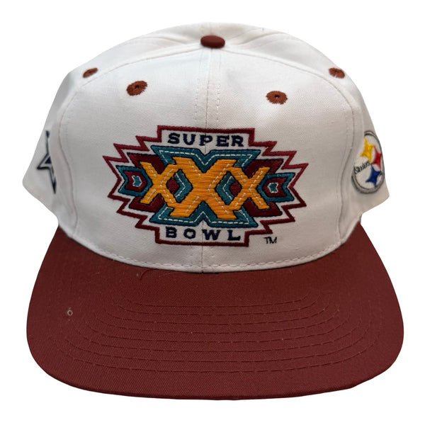 1996 Superbowl XXX Logo 7 Embroidered Snapback Hat White