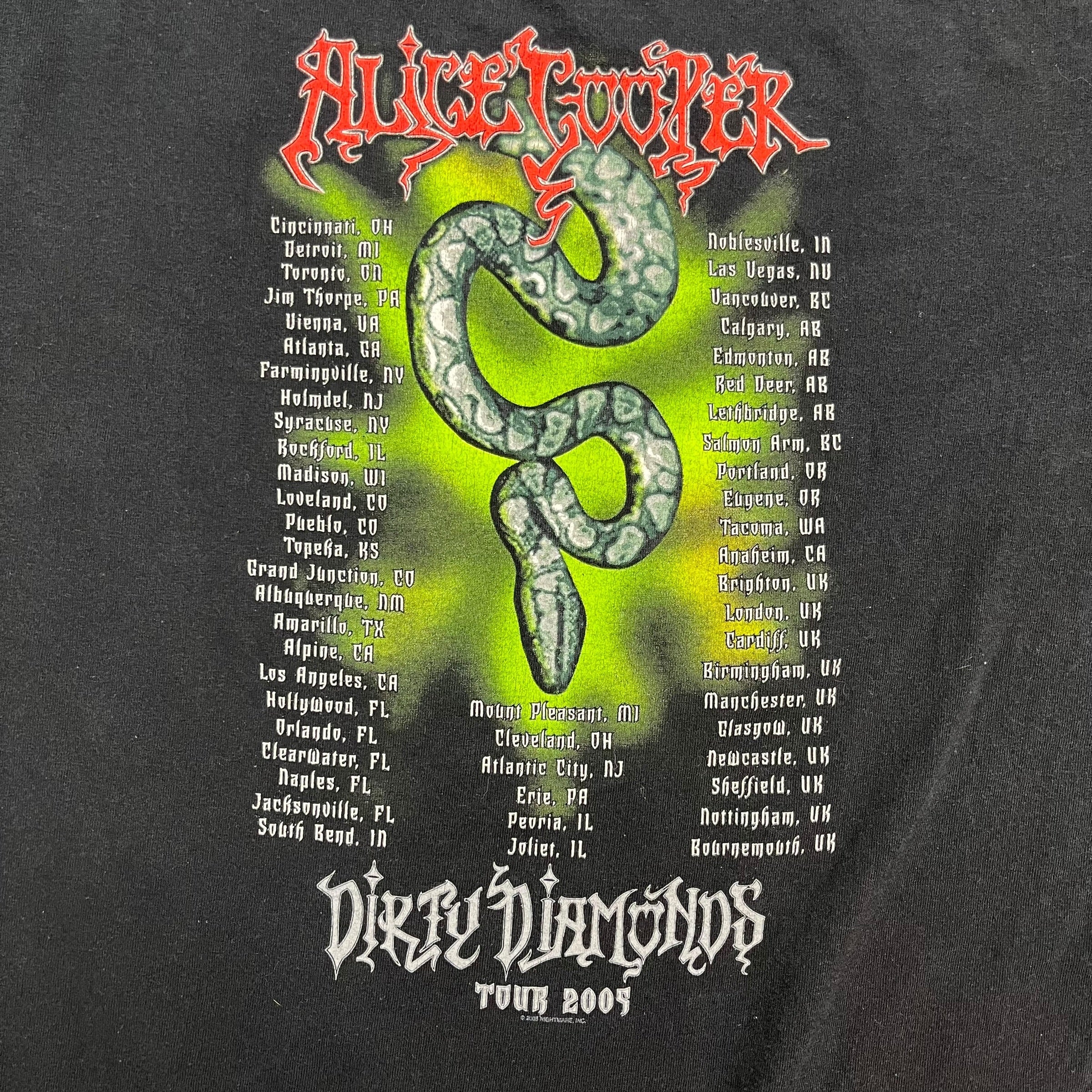 2005 Alice Cooper Dirty Diamonds Tour Tee Black