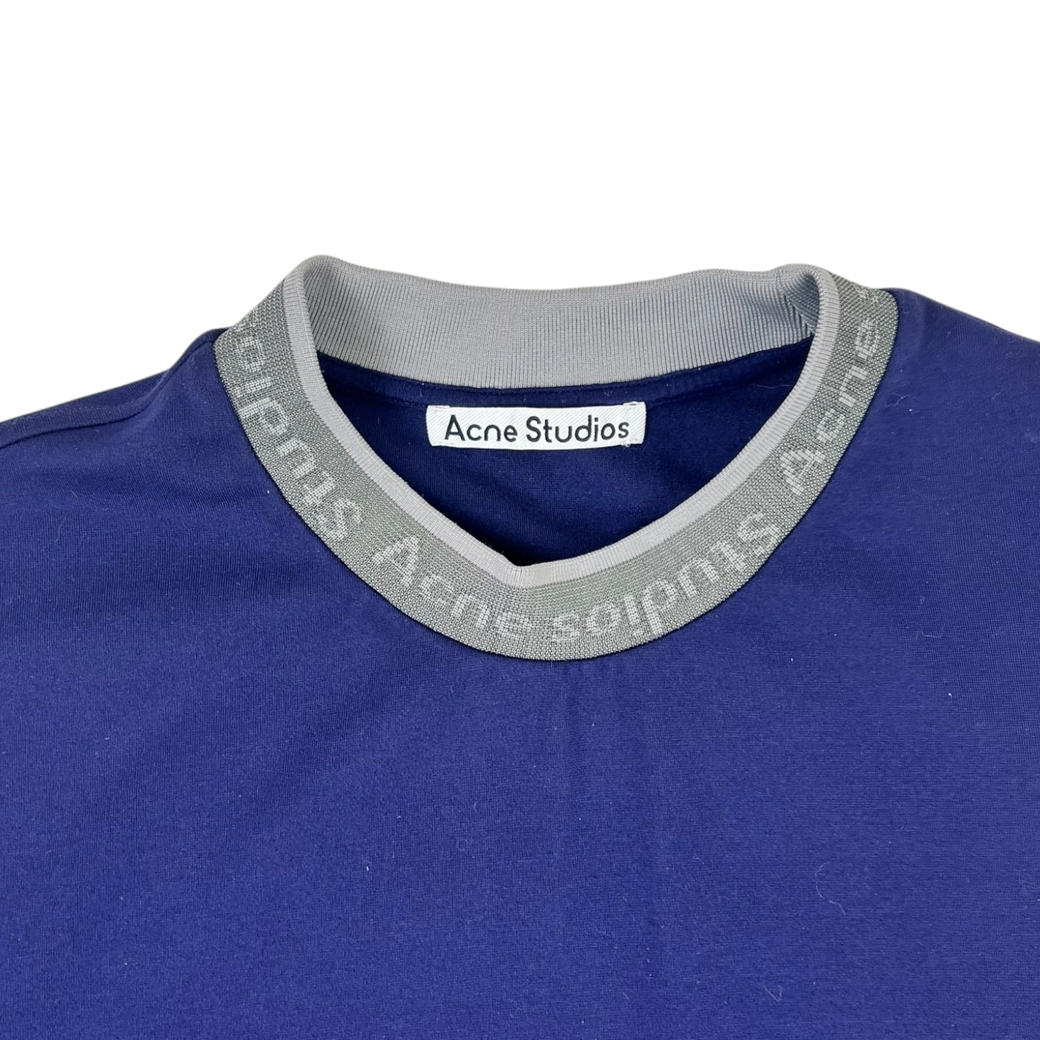 Acne Studios Extorr Reverse Logo Rib T-Shirt Indigo Blue