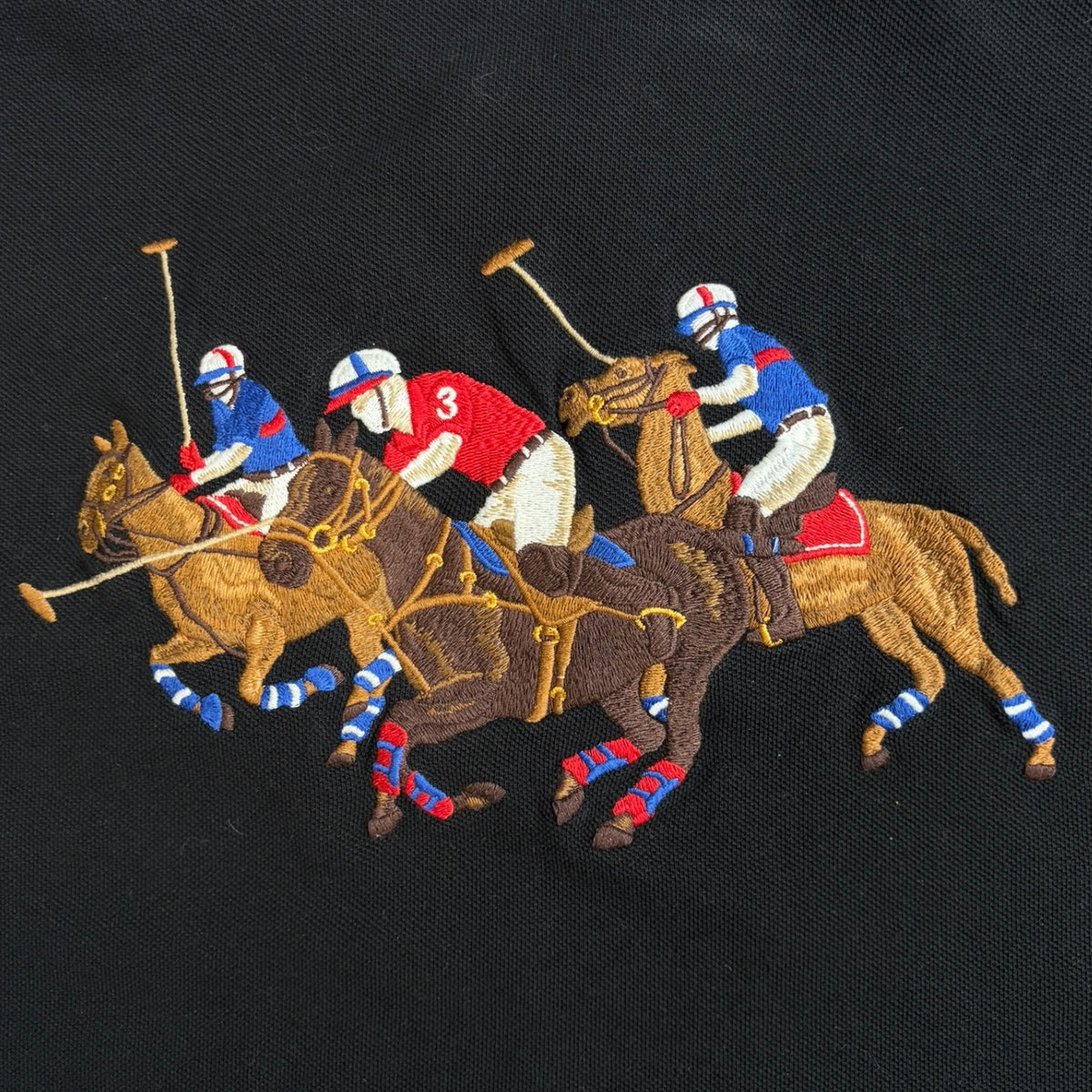Vintage Polo Ralph Lauren Custom Slim Fit Triple-Pony Polo Shirt Black
