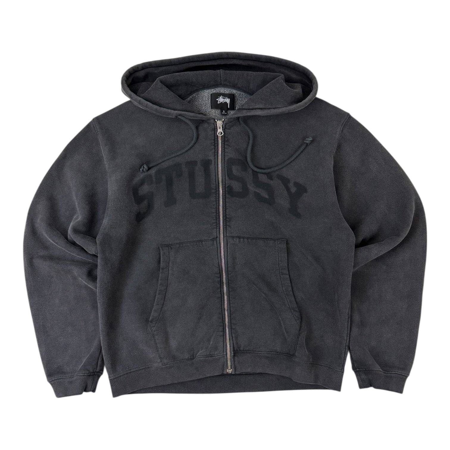 Stussy Faded Graphic Zip Hoodie Washed Black