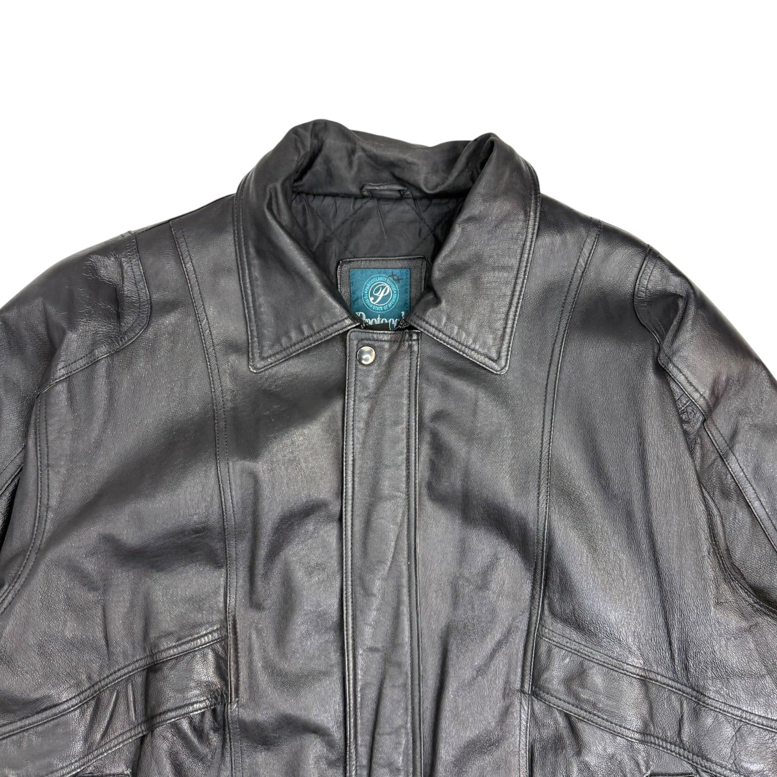 Vintage Protocol Leather Jacket Black