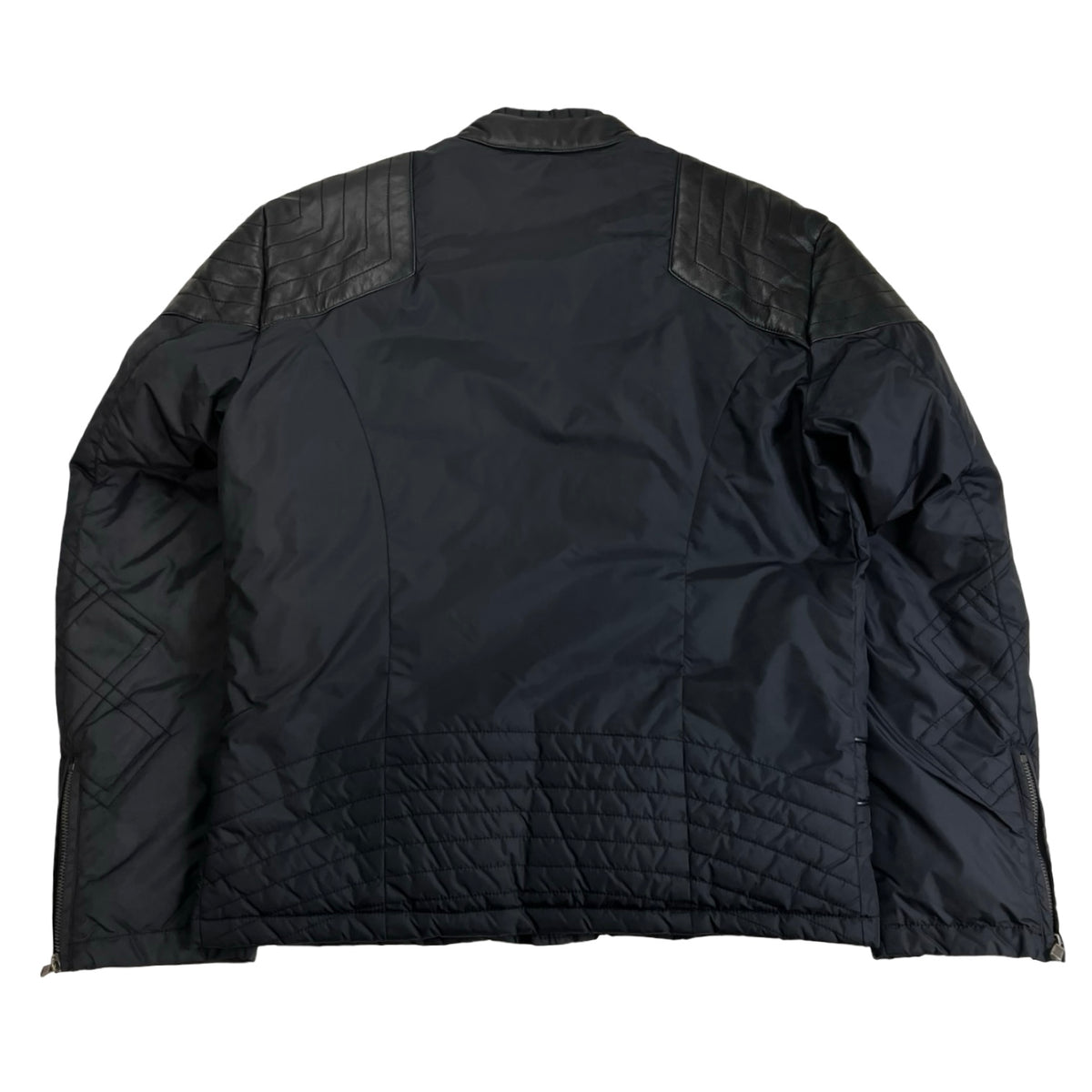 Vintage Versace Quikted Down Leather Inserts Puffer Jacket