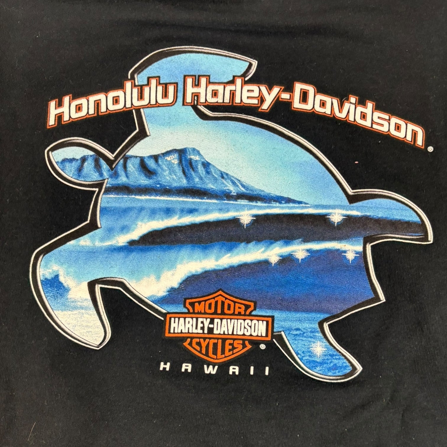 Vintage Harley Davidson Honolulu Hawaii Turtle Hoodie Black