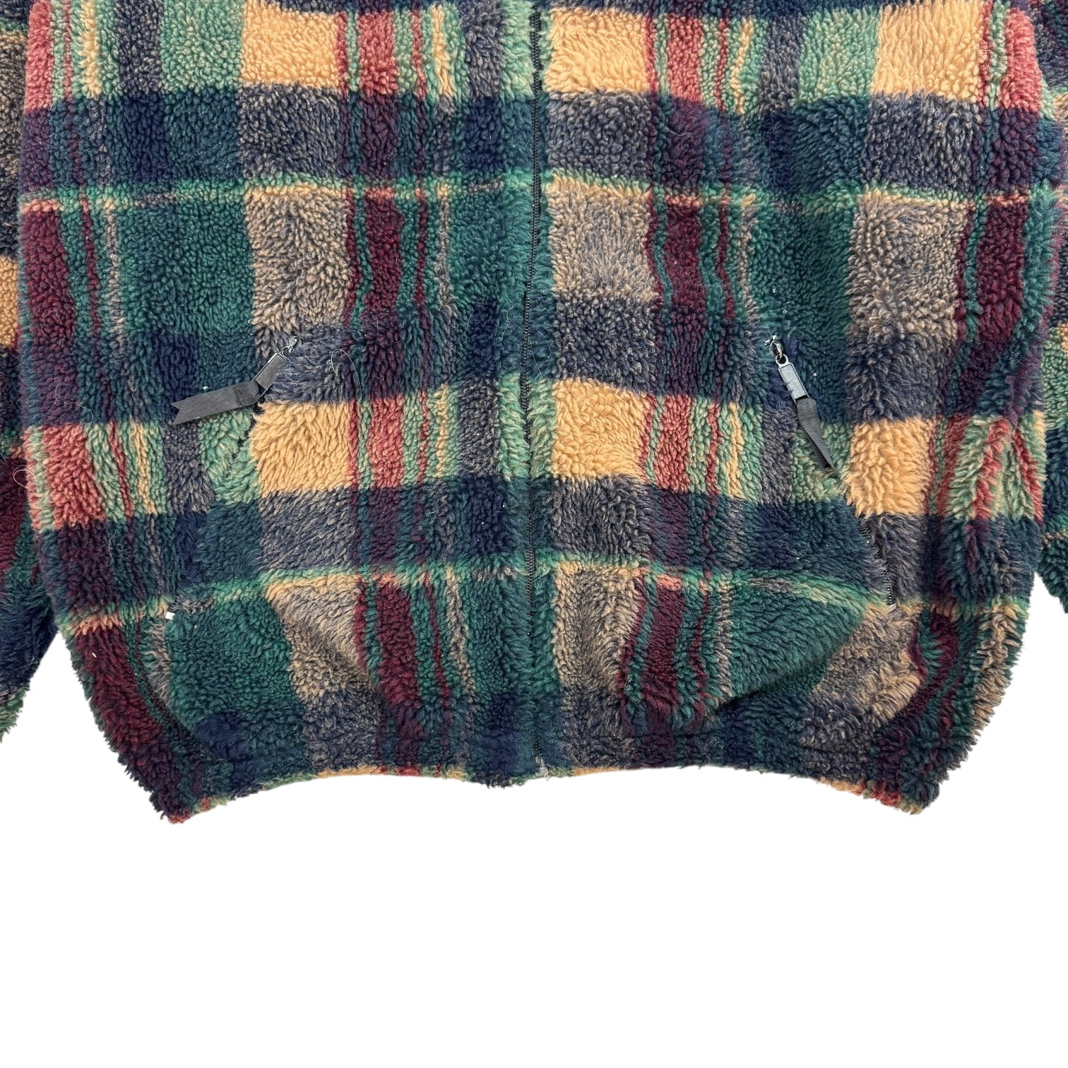 Vintage Rough Dress Zip Up Fleece Jacket Plaid