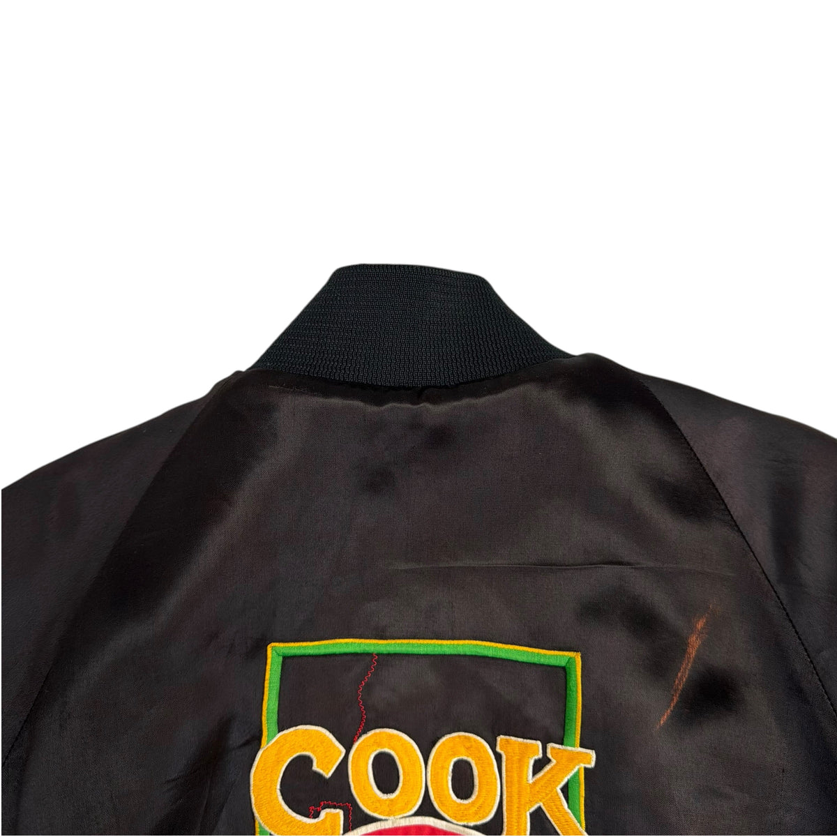Vintage Cook County Saloon Satin Bomber Jacket Deep Brown