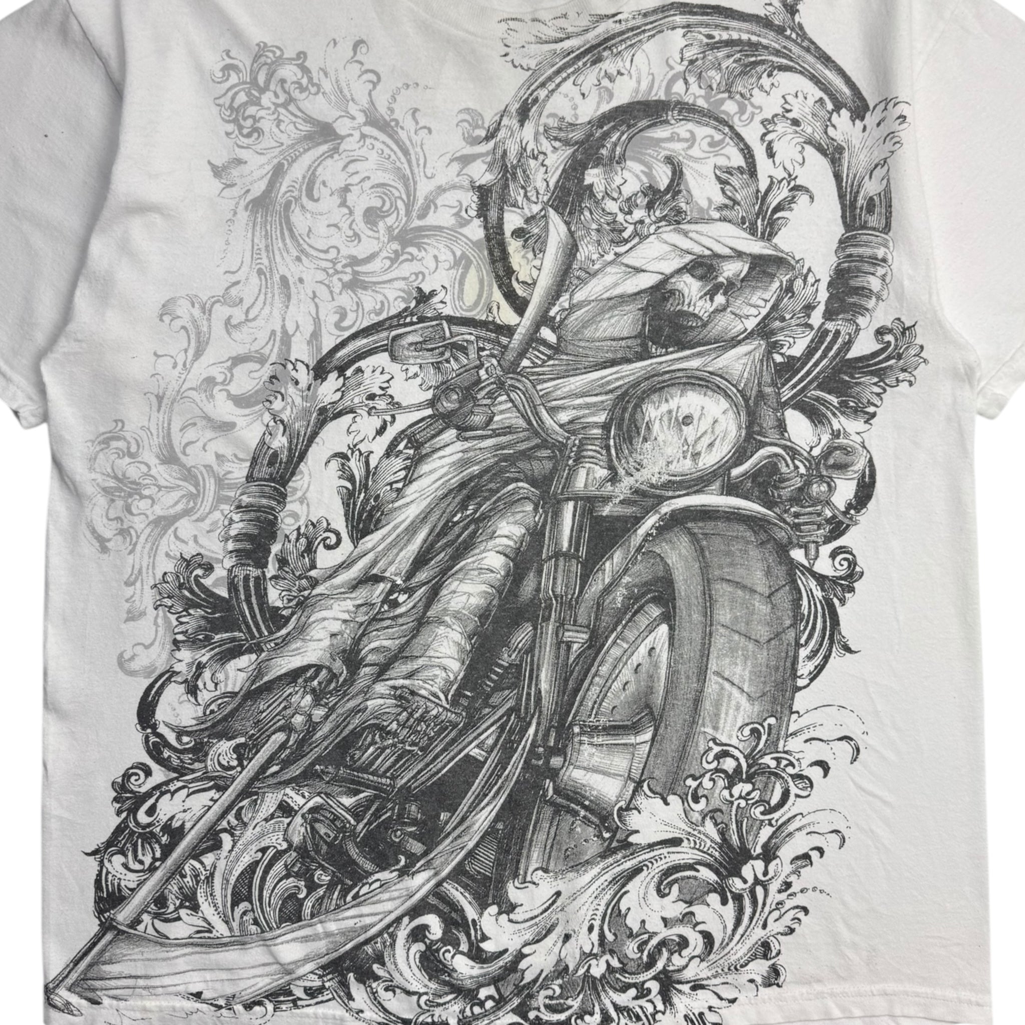 Y2K Skeleton Biker T-Shirt White