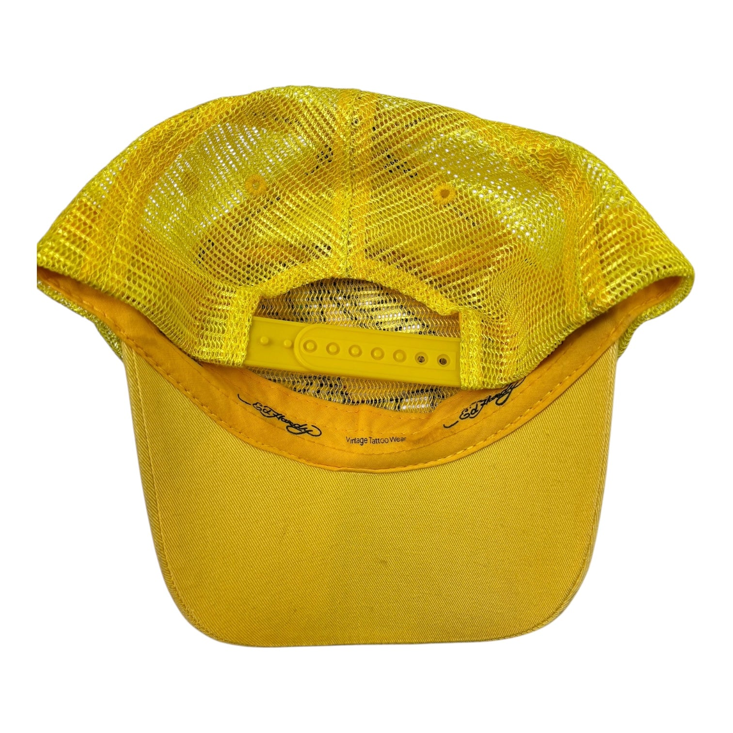 Vintage Ed Hardy Skull Snapback Trucker Hat Yellow