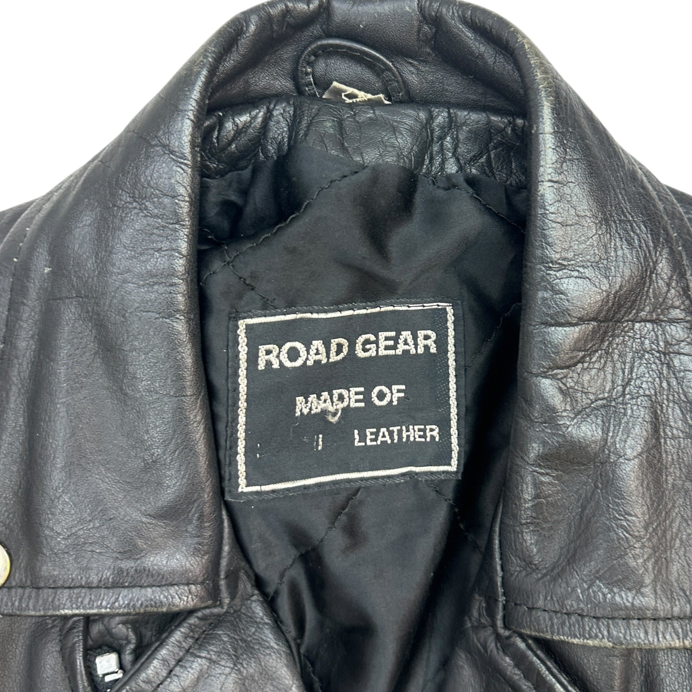Vintage Road Gear Leather Motorcycle Jacket Black