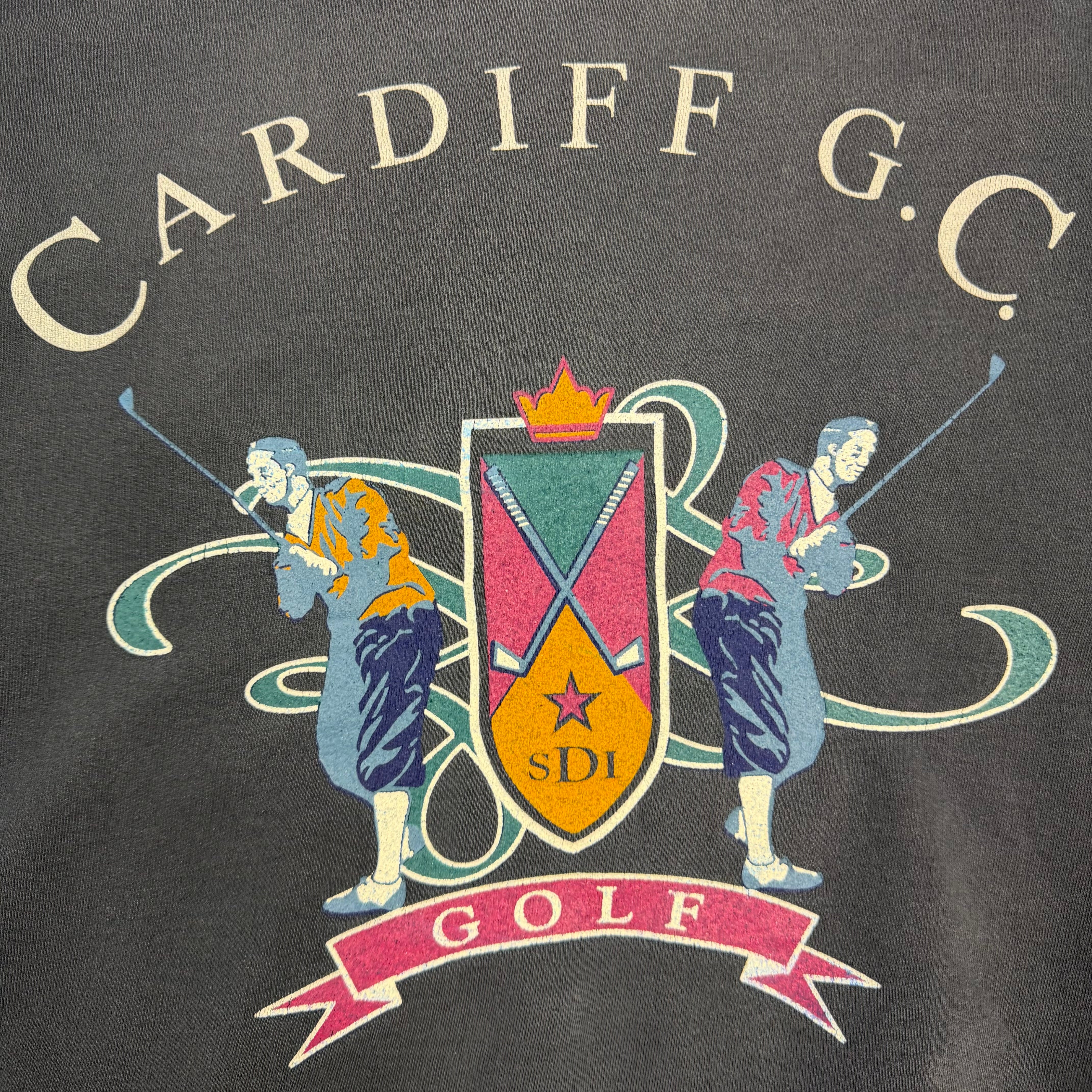 Vintage Cardiff Golf Club Crewneck Faded Black