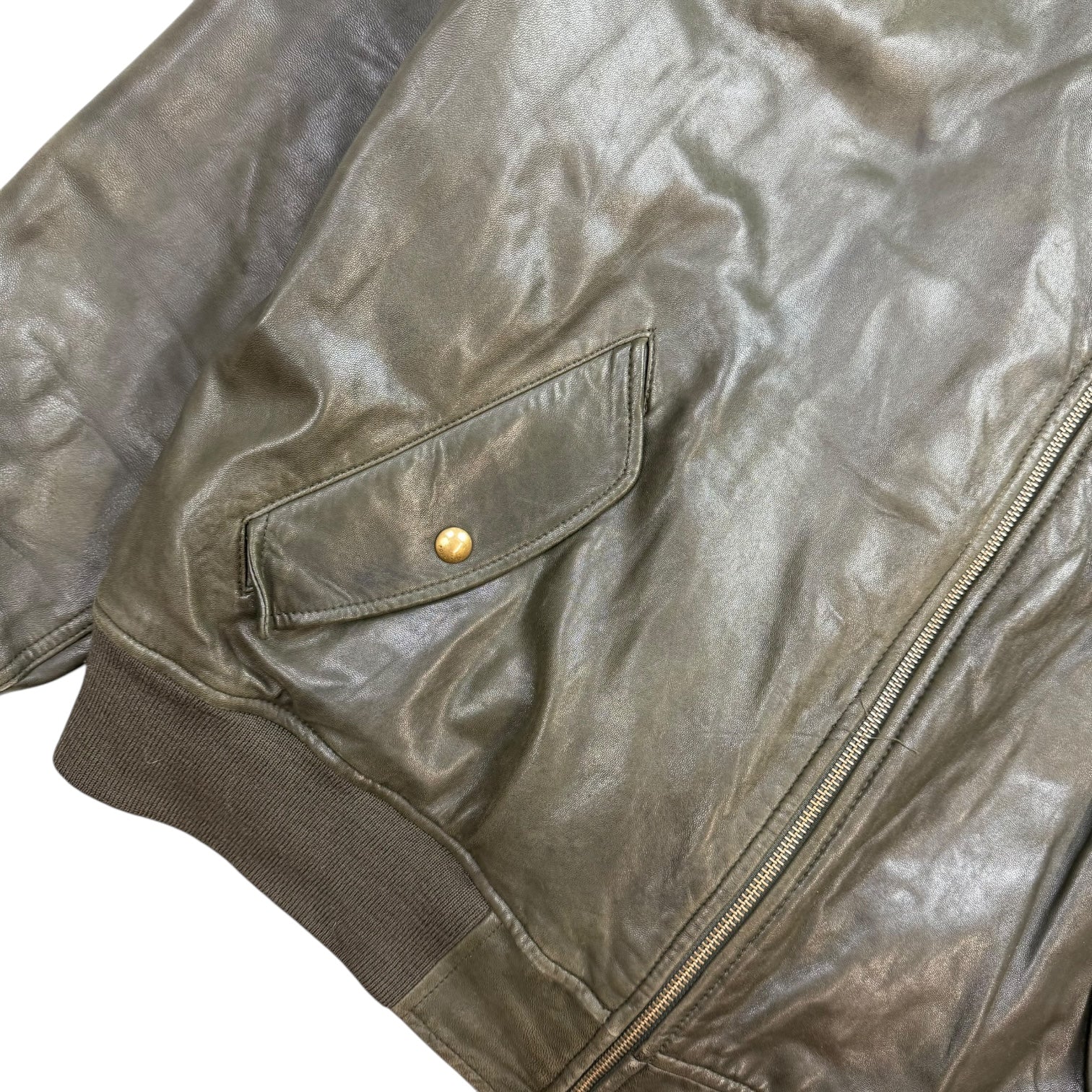 Vintage Ralph Lauren Polo Leather Bomber Jacket Green