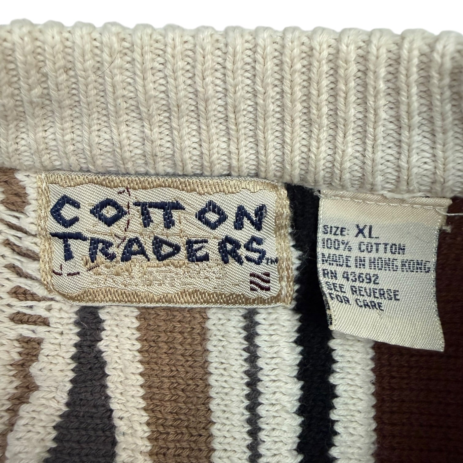 Vintage Cotton Traders Cable Knit Sweater Beige/Cream