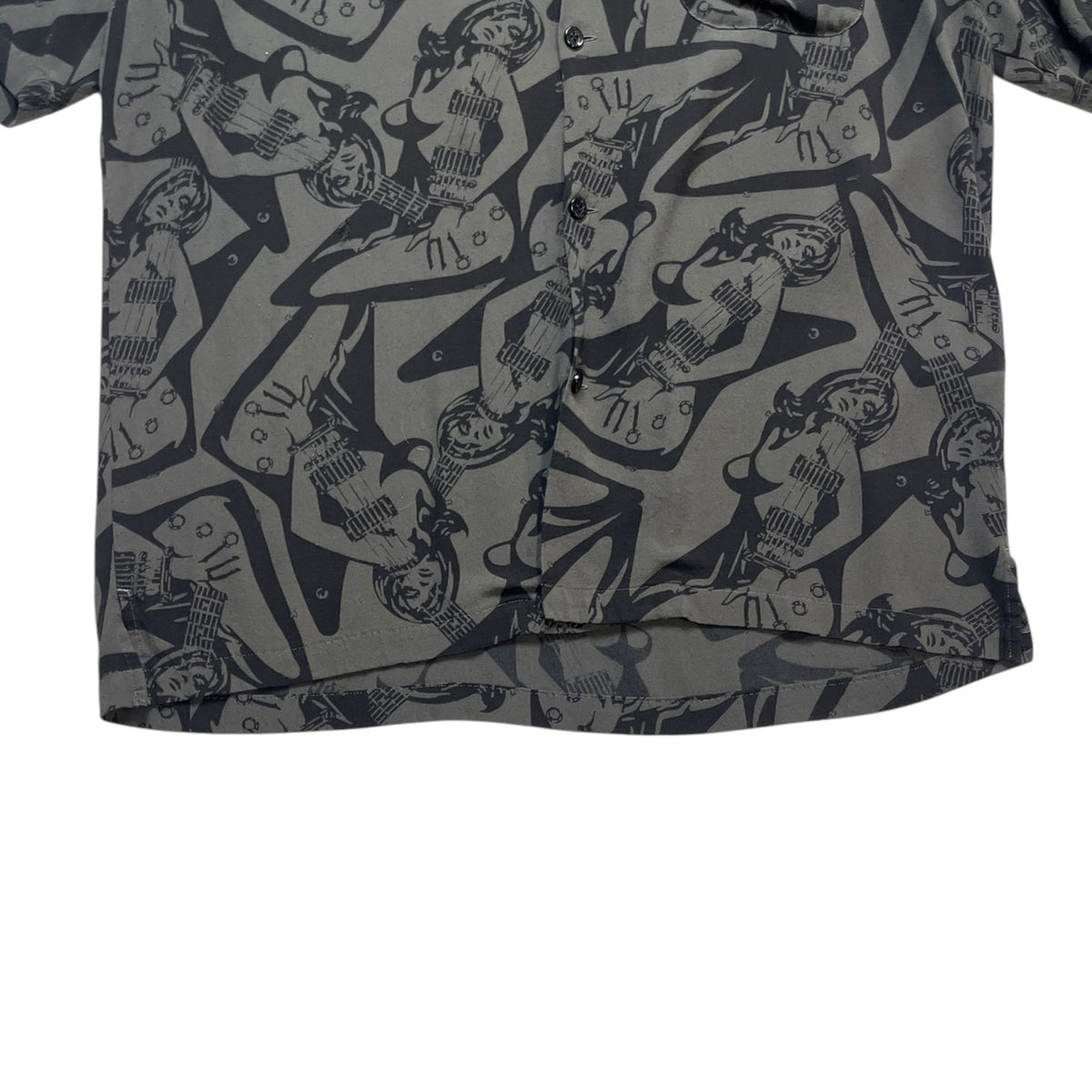 HYSTERIC GLAMOUR Guitar Girl Scratch Open-Collar Shirt