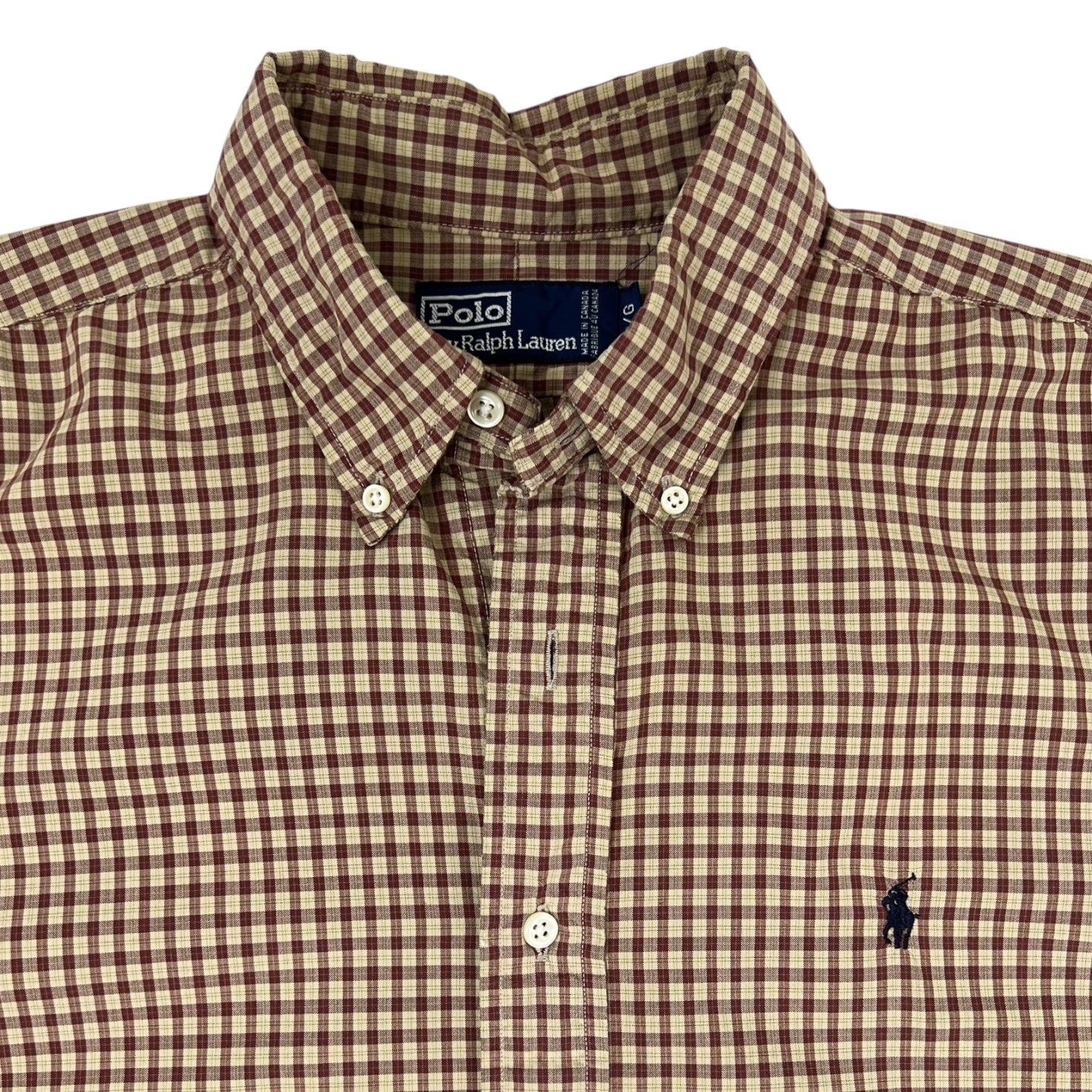 Vintage Polo Ralph Lauren Checkered SS Button Up Brown
