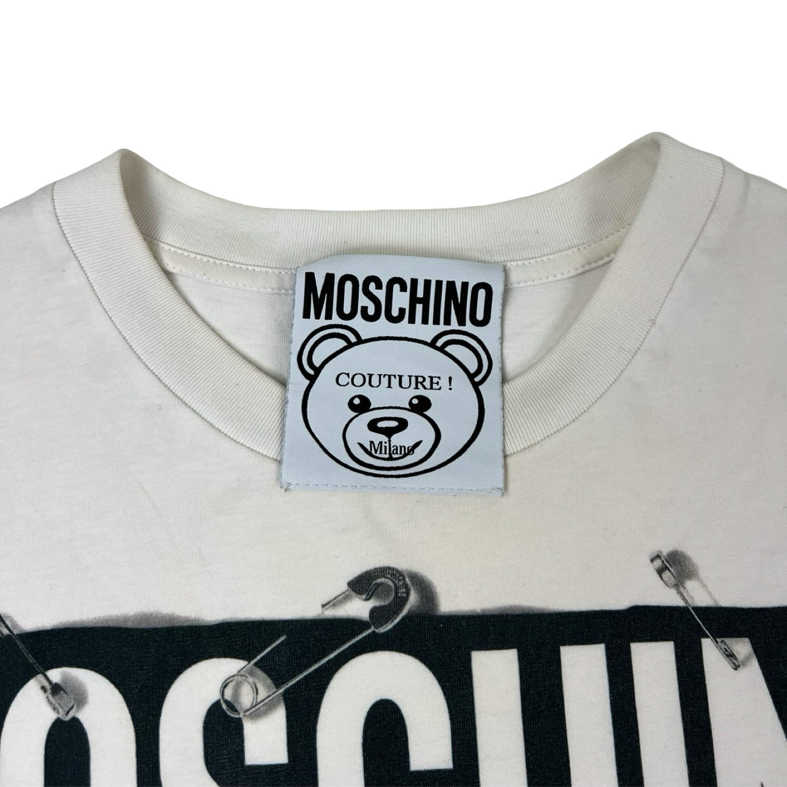(W) Moschino Cotton Teddy Bear Fitted T-Shirt White