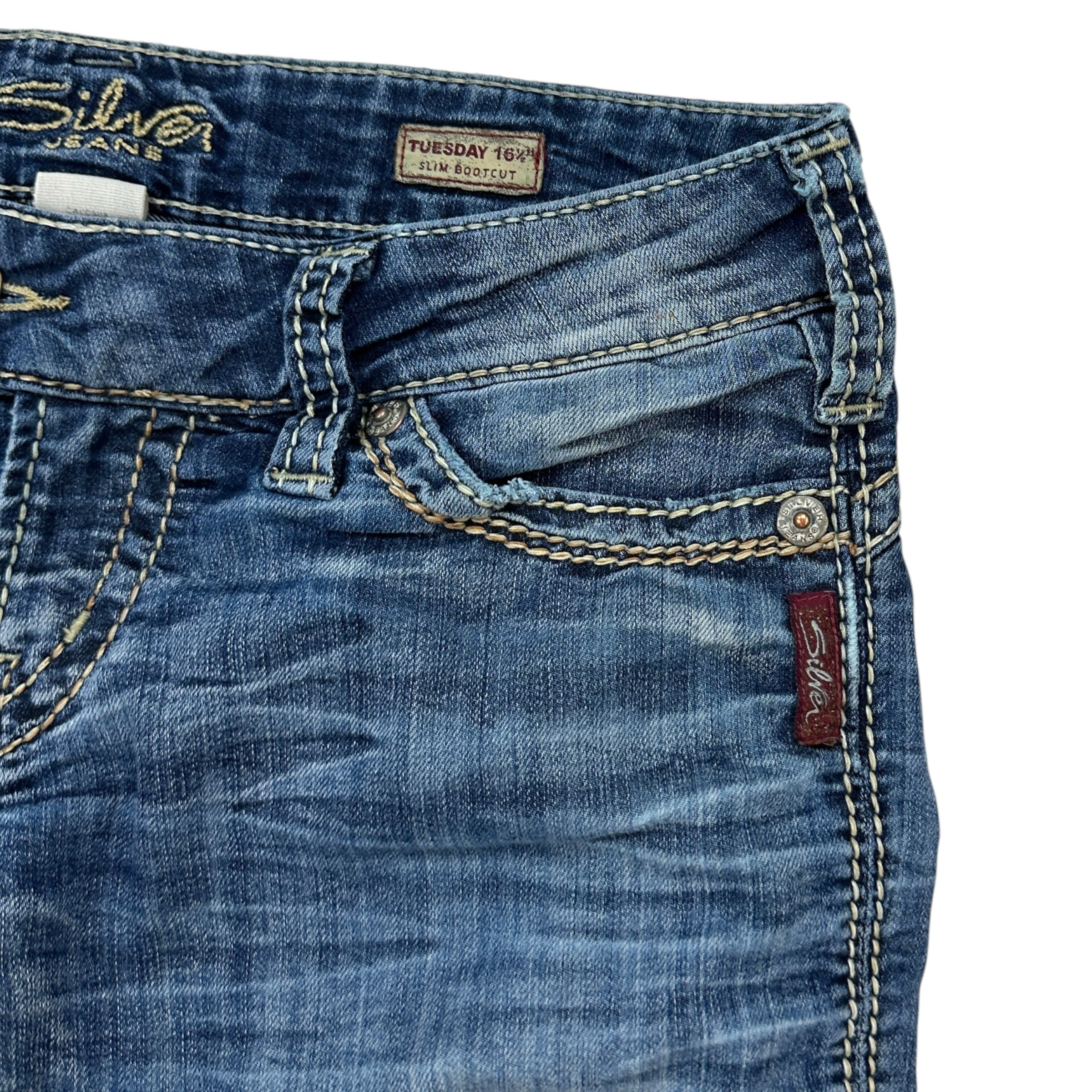 (W) Vintage Y2K Silver Jeans Slim Bootcut Denim Jeans