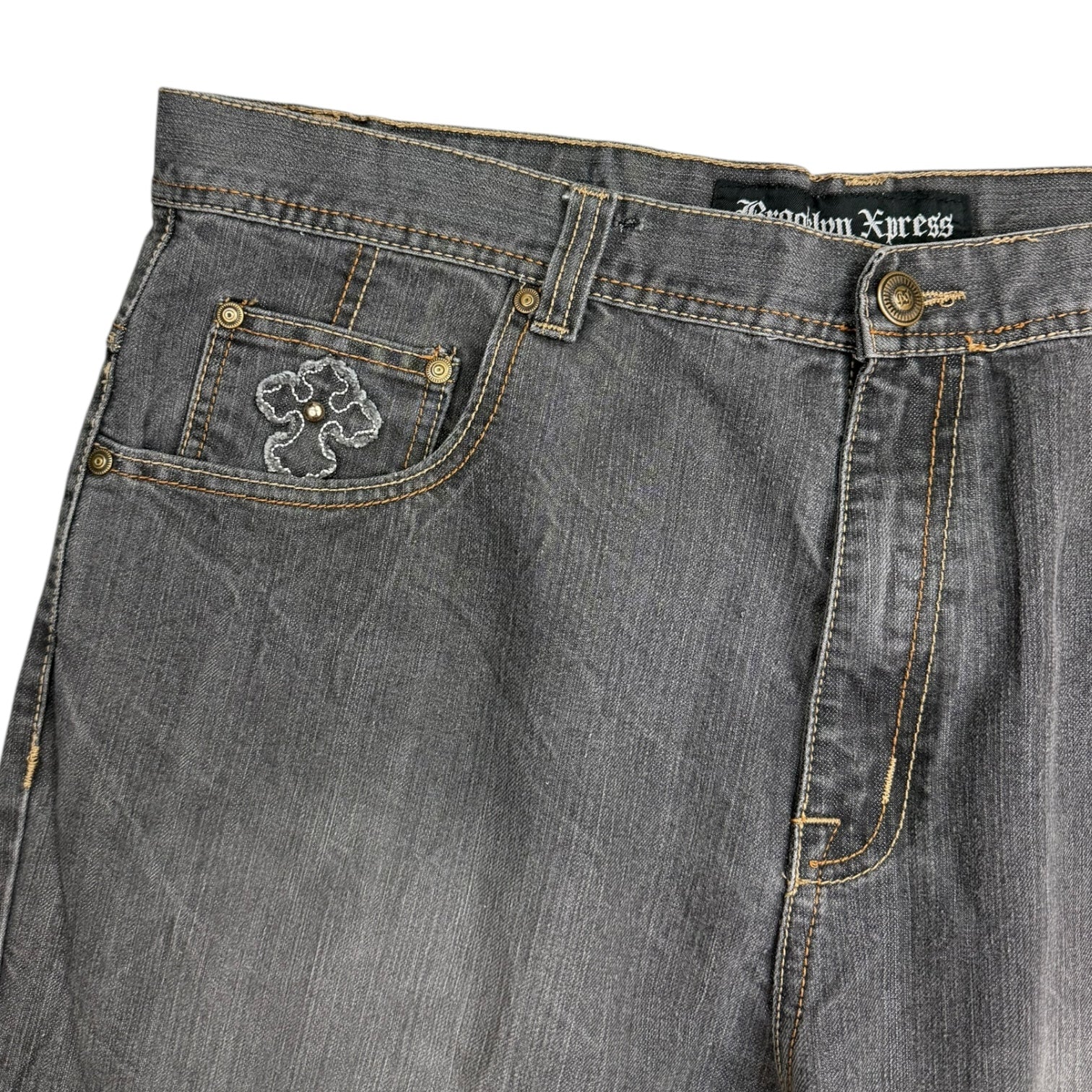 Vintage Y2K Brooklyn Xpress Cross Denim Jeans Grey