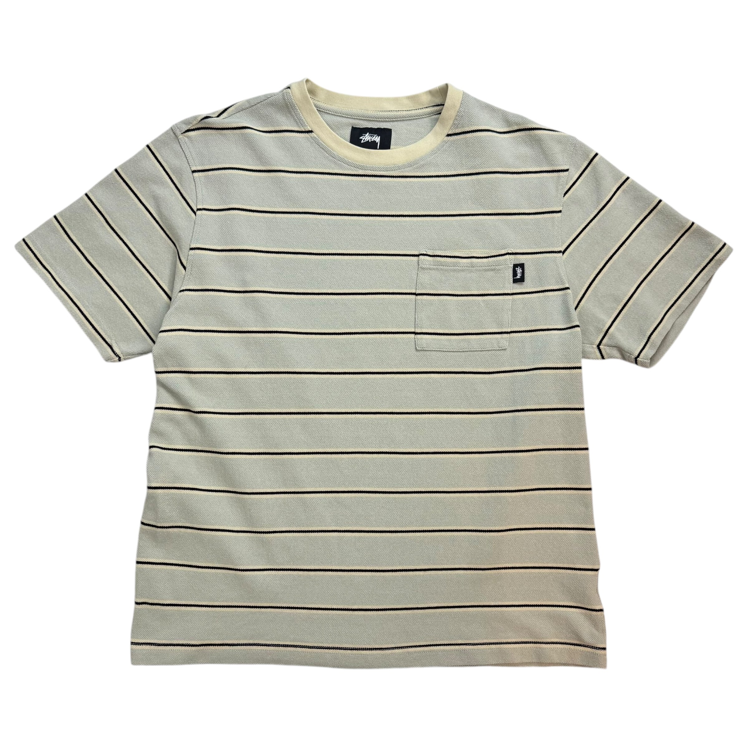 Stussy Classic Mini Stripe Pocket Tee Grey