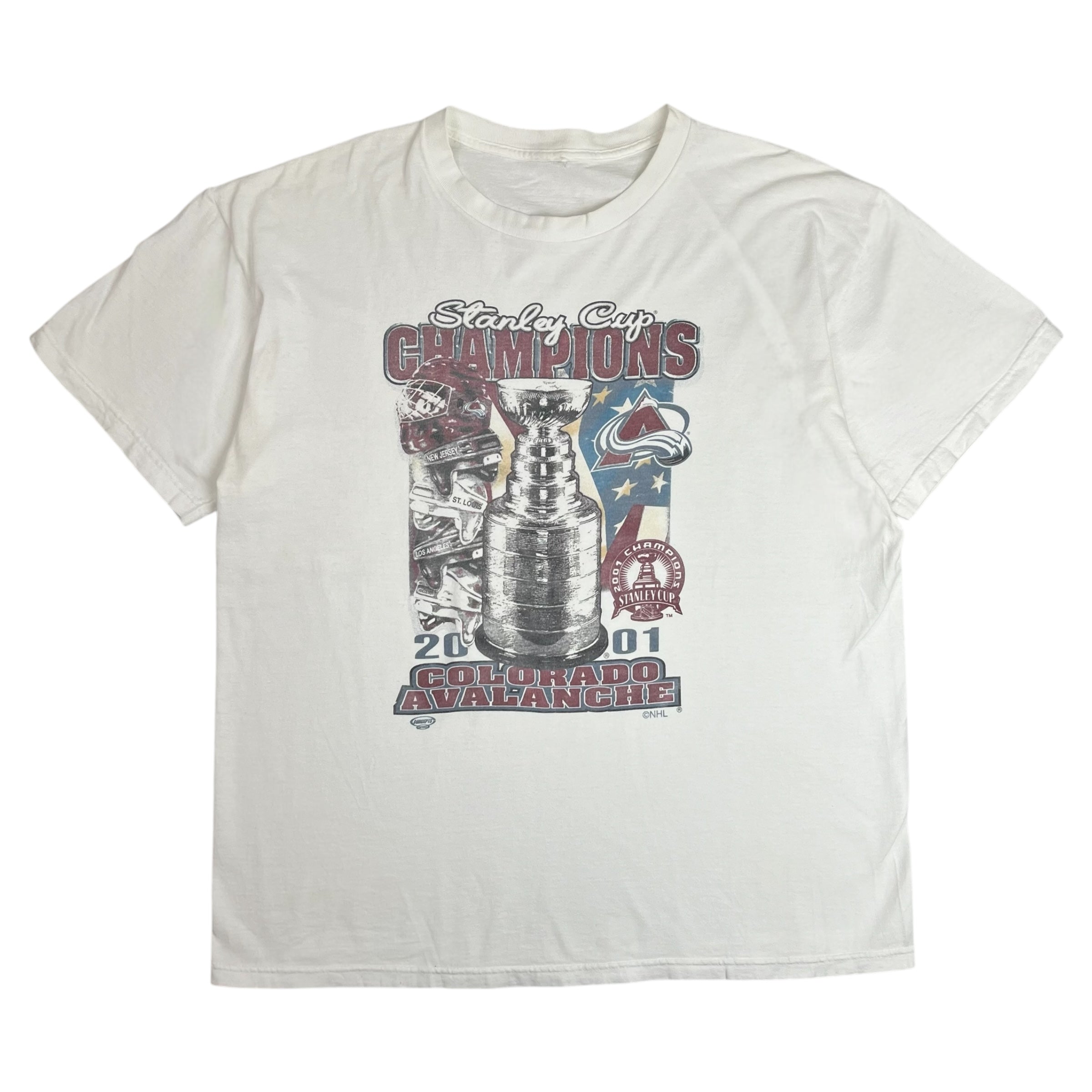 2001 Colorado Avalanche Stanley Cup Champions Tee White