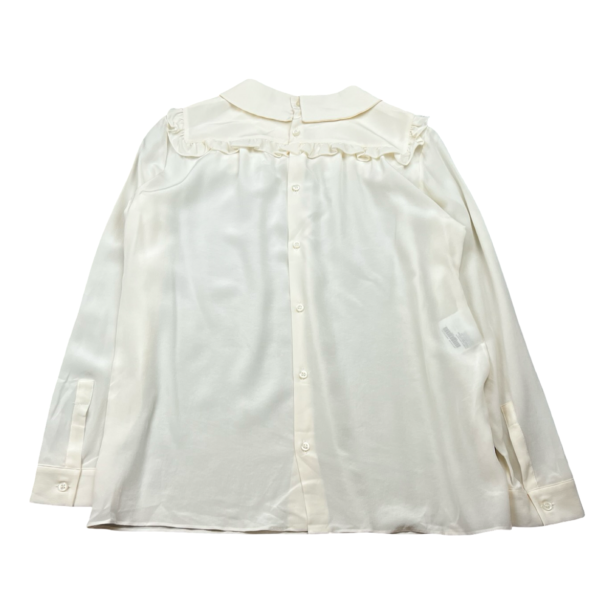 (W)Miu Miu Silk Frill Peter Pan Collar Blouse Ivory