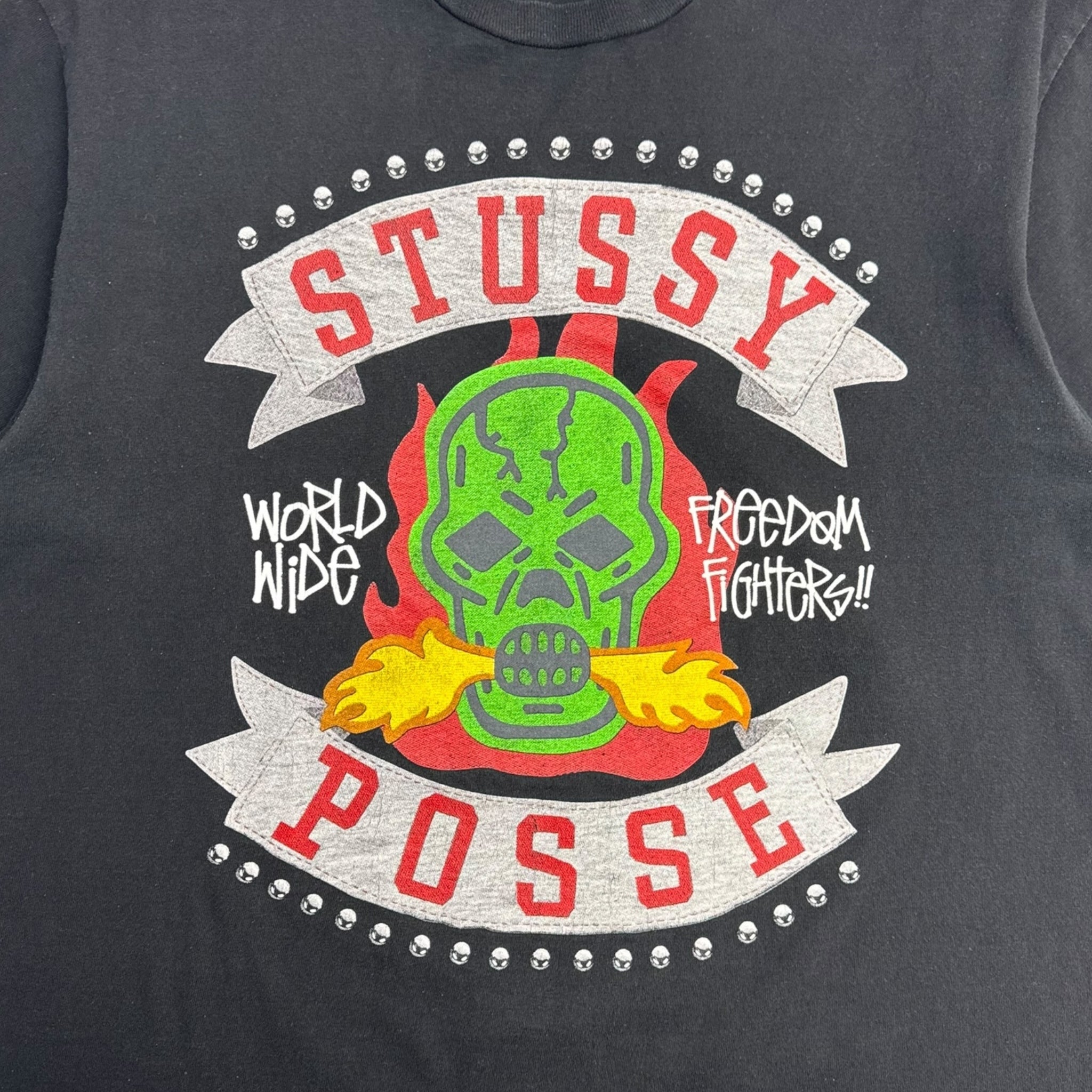 Y2K Stussy Posse Skull Tee Black