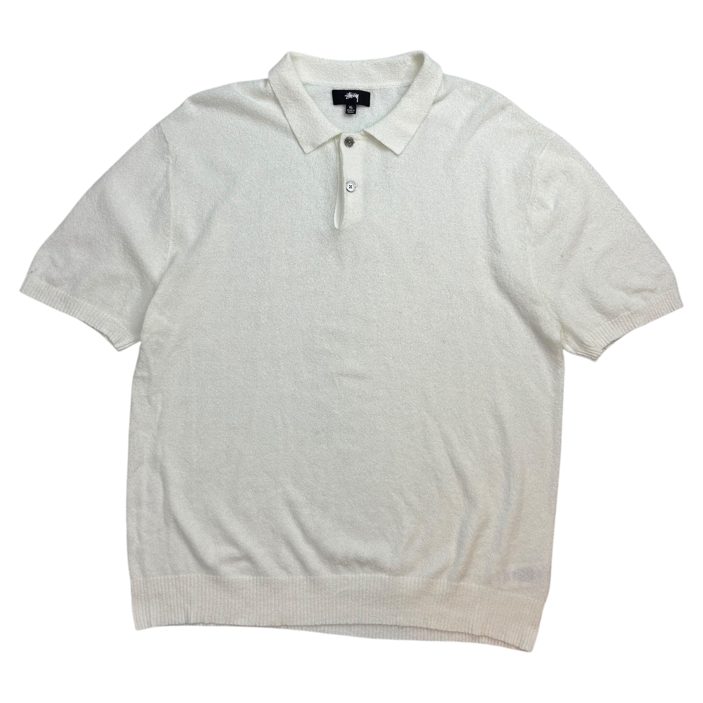 Stussy Textured Short-Sleeve Polo Sweater “Bone”