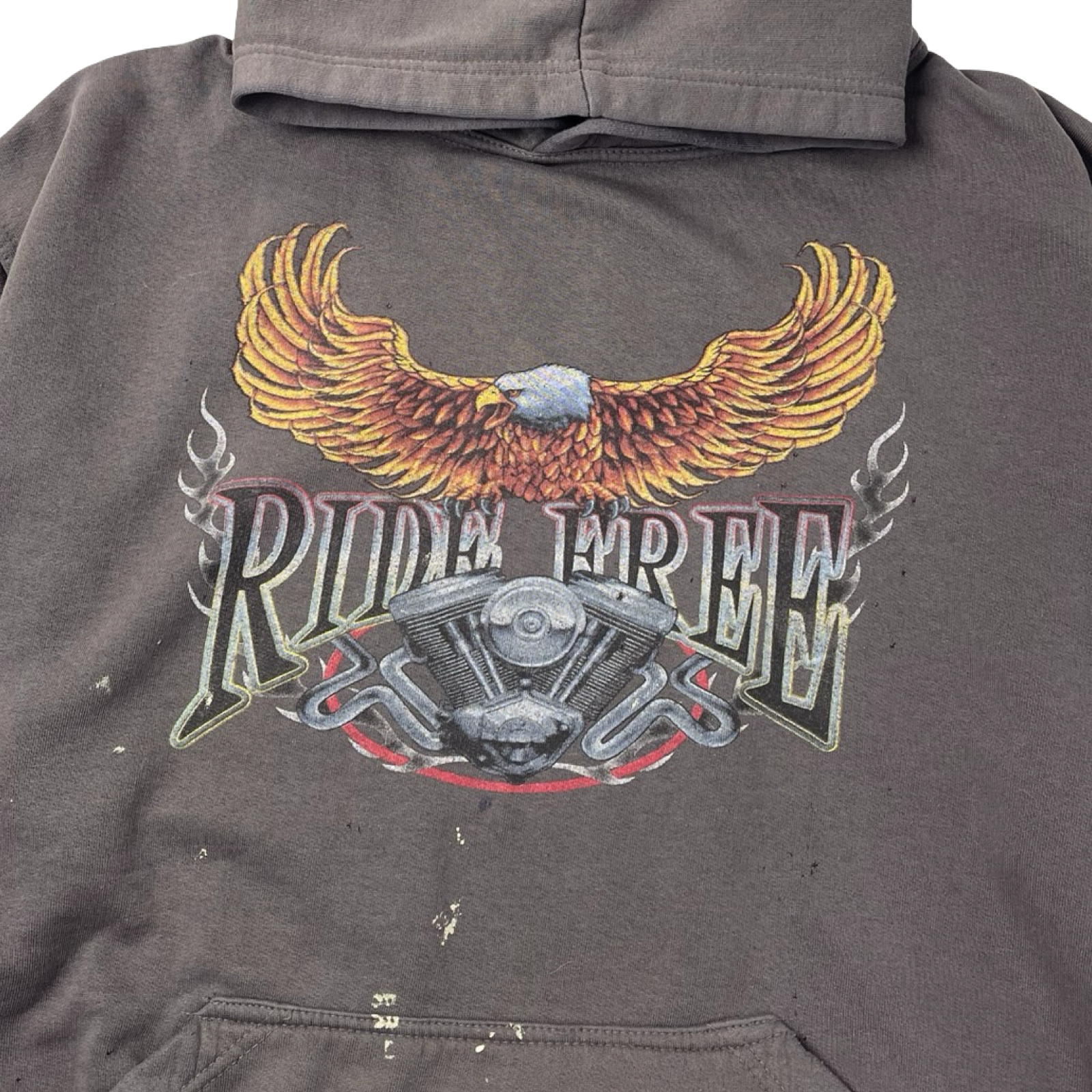 Vintage Ride Free Eagle Flamey Sleever Hoodie