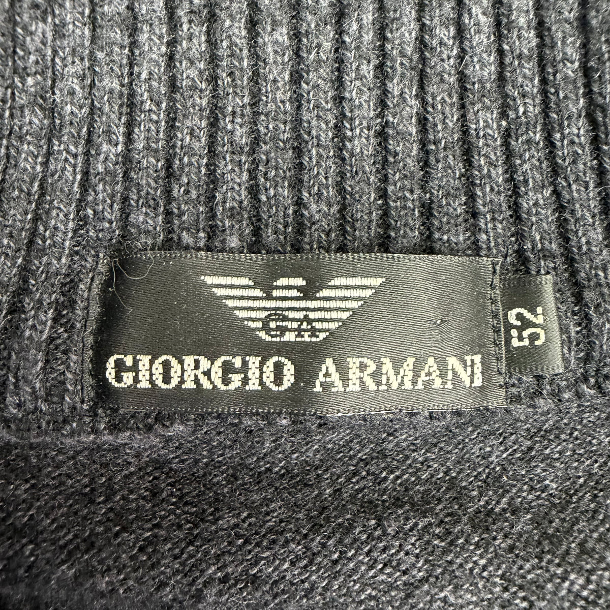 Vintage Giorgio Armani Mock Neck Knit Quarter Zip Charcoal