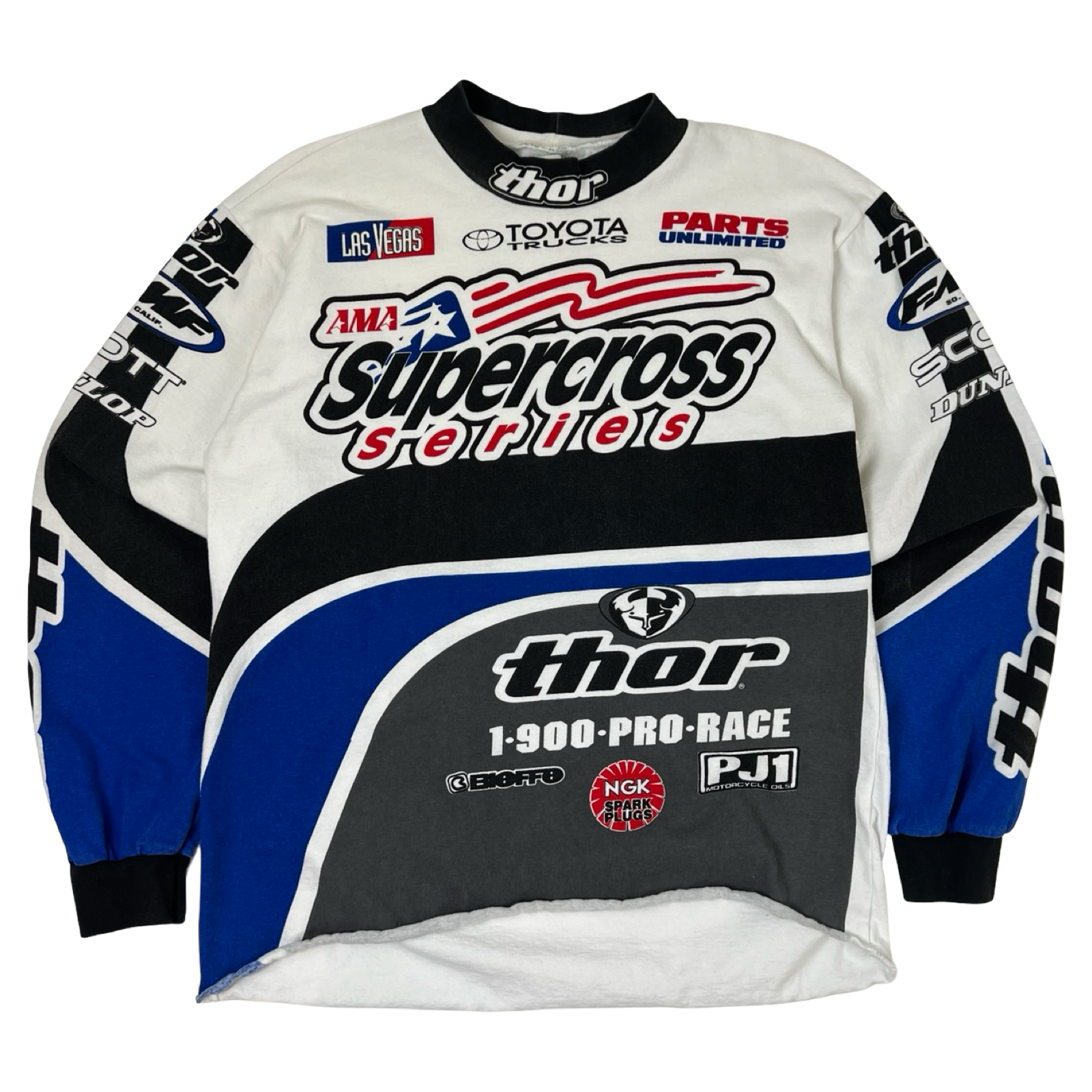 Vintage 1990’s Thor Supercross Series USA Tour Long-Sleeve Racing Jersey Blue