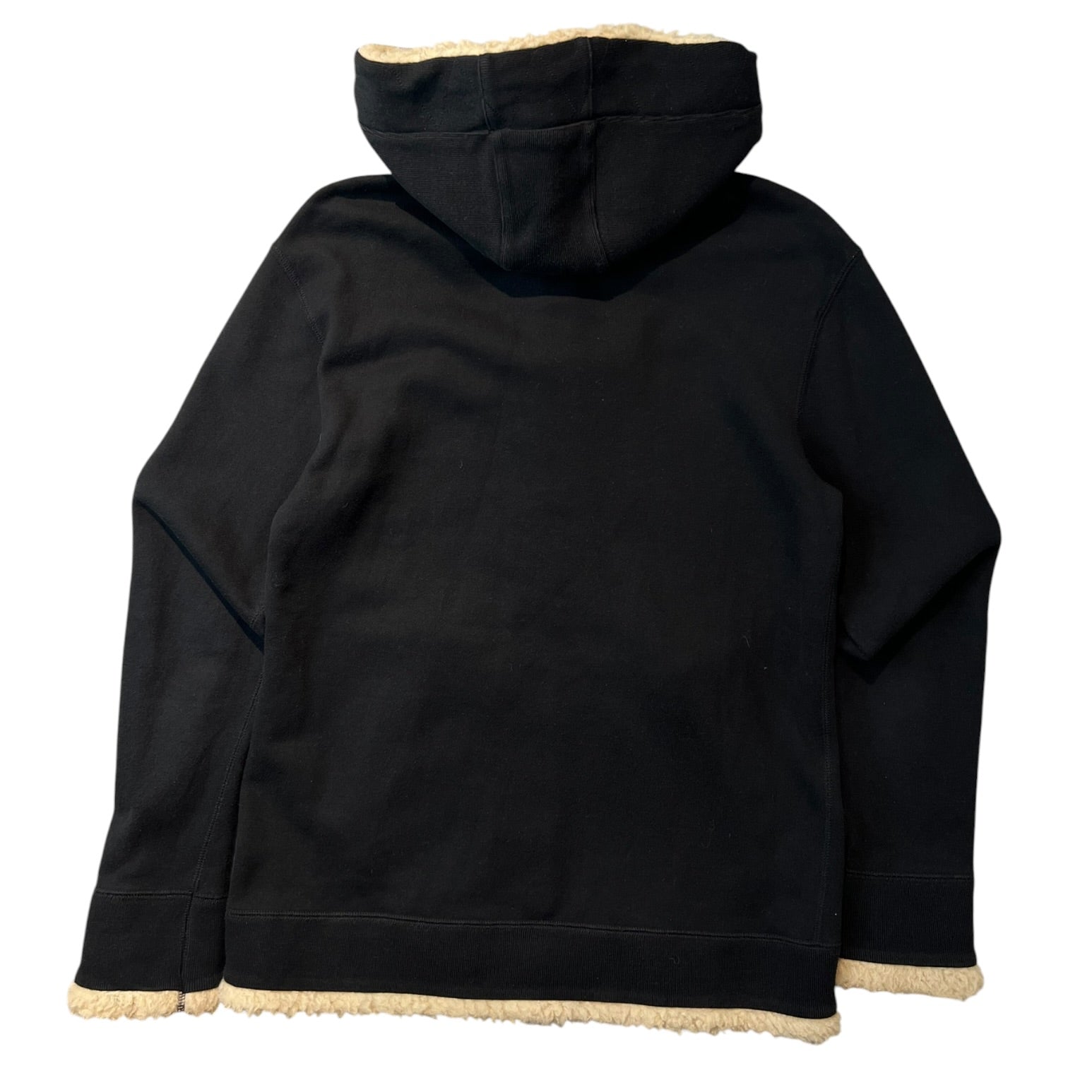 Burberry Black Label Sherpa Fleece Fur Zip-Up Hoodie Black